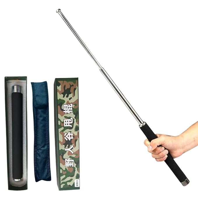 SDF INDIA Stainless Steel self Defence Stick Foldable Pointer Compact Magical Extendable Wand with Comfortable Grip & Hiking Extendable Wand with Non-Slip Grip (Pack of 1)