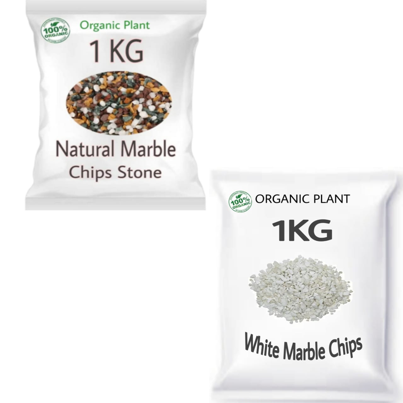 SDFINDIA COMBO PACK OF 2 (NATURAL MARBLE CHIPS STONE / WHITE MARBLE CHIPS ( 1 KG EACH)