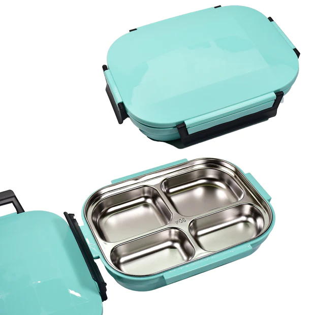 SDFINDIA Lunch Box for Kids and adults, Stainless Steel Lunch Box with 4 Compartments. 