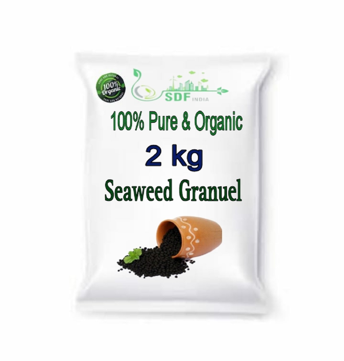 7008 SDFINDIA Seaweed Granules Organic Fertilizer, Plant Growth Promoter & Bio-Stimulant, Suitable for All Types of Plants 2kg (7008_Seaweed_G_2kg)