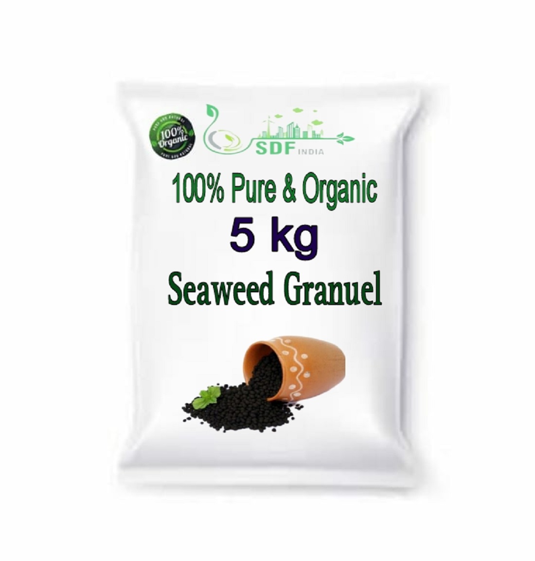7009 SDFINDIA Seaweed Granules Organic Fertilizer, Plant Growth Promoter & Bio-Stimulant, Suitable for All Types of Plants 5kg ( 7009_Seaweed_G_5kg)