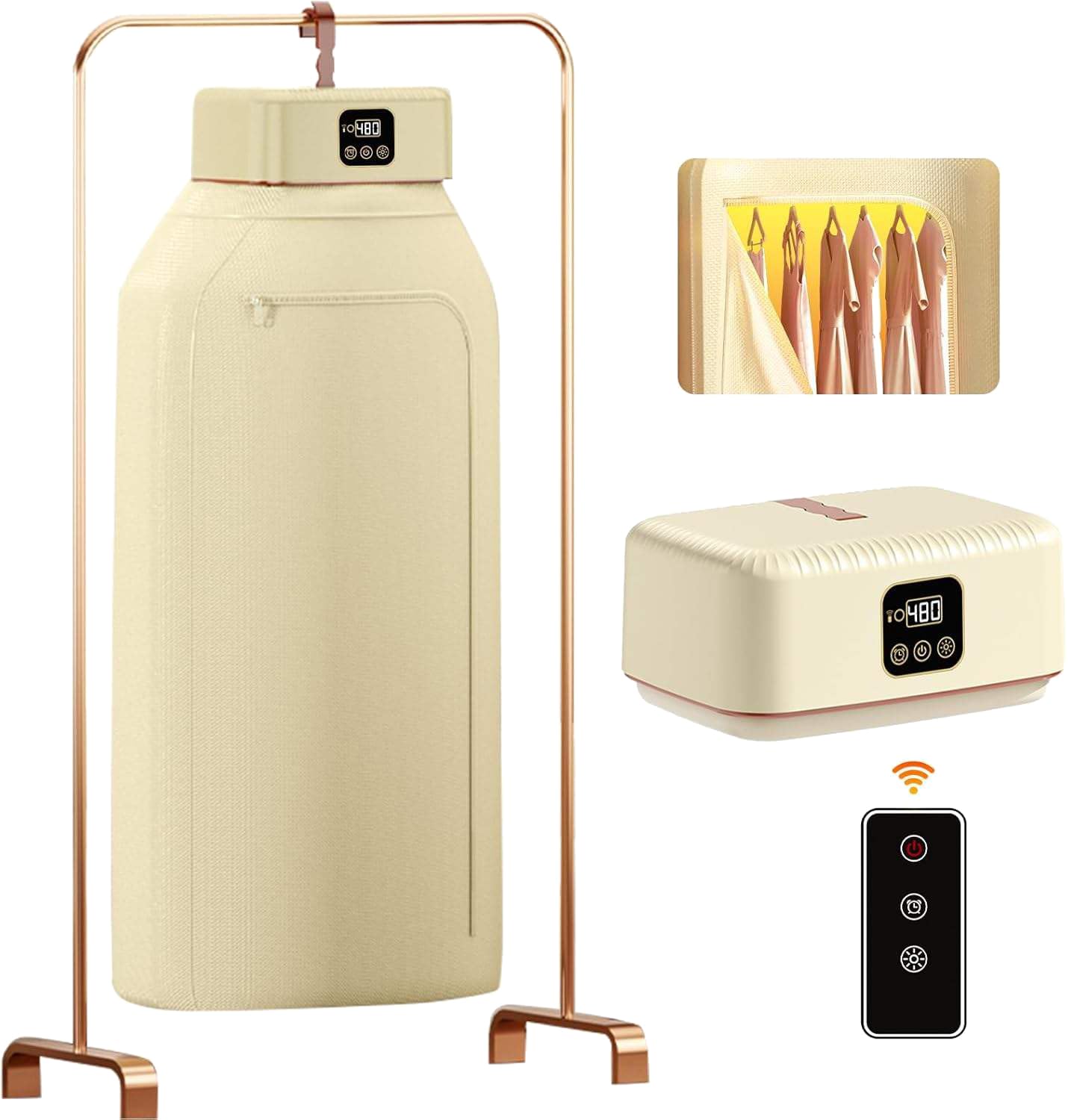 Smart Portable Clothes Dryer, Rapid Heating, Foldable Electric Heater with Timer, Energy-Efficient Travel-Friendly Design for Apartments, Travel, Dorms & Small Spaces