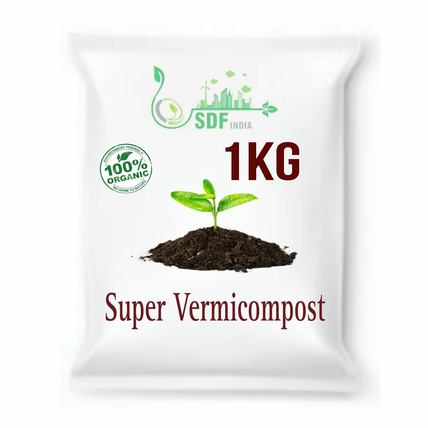 SDF India Super Vermicompost for All Kinds of Plants Complete Food for The Soil, Enriched with, Organic (1 KG)
