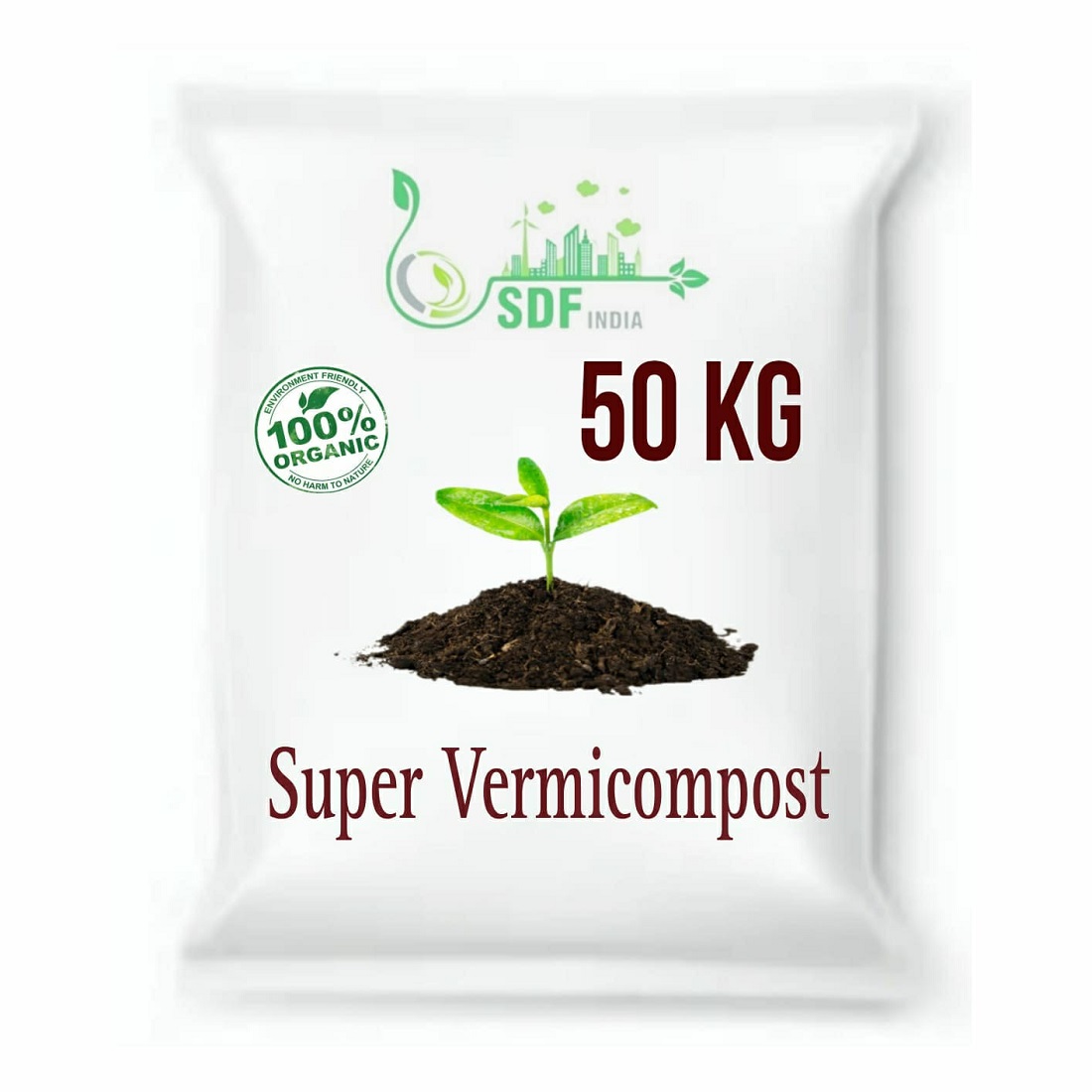 SDF India Super Vermicompost for All Kinds of Plants Complete Food for The Soil, Enriched with, Organic (50KG)