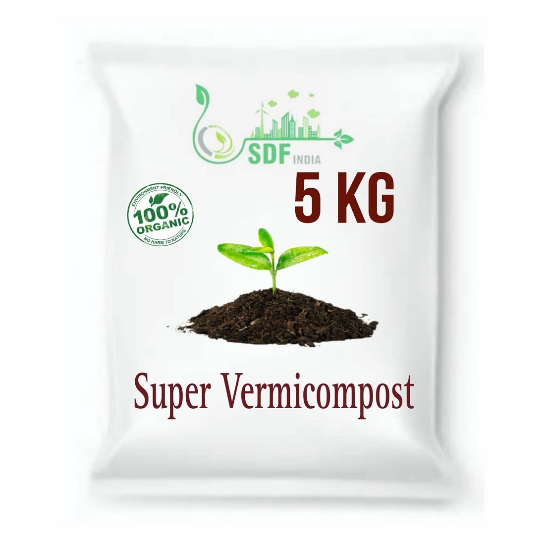 SDF India Super Vermicompost for All Kinds of Plants Complete Food for The Soil, Enriched with, Organic (5KG)
