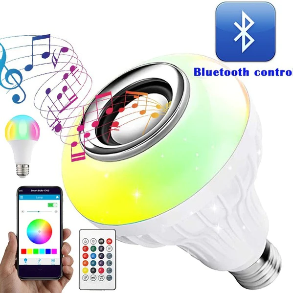 Wireless SDF Bluetooth Sensor 12W Music Multicolor LED Bulb with Remote Controller 