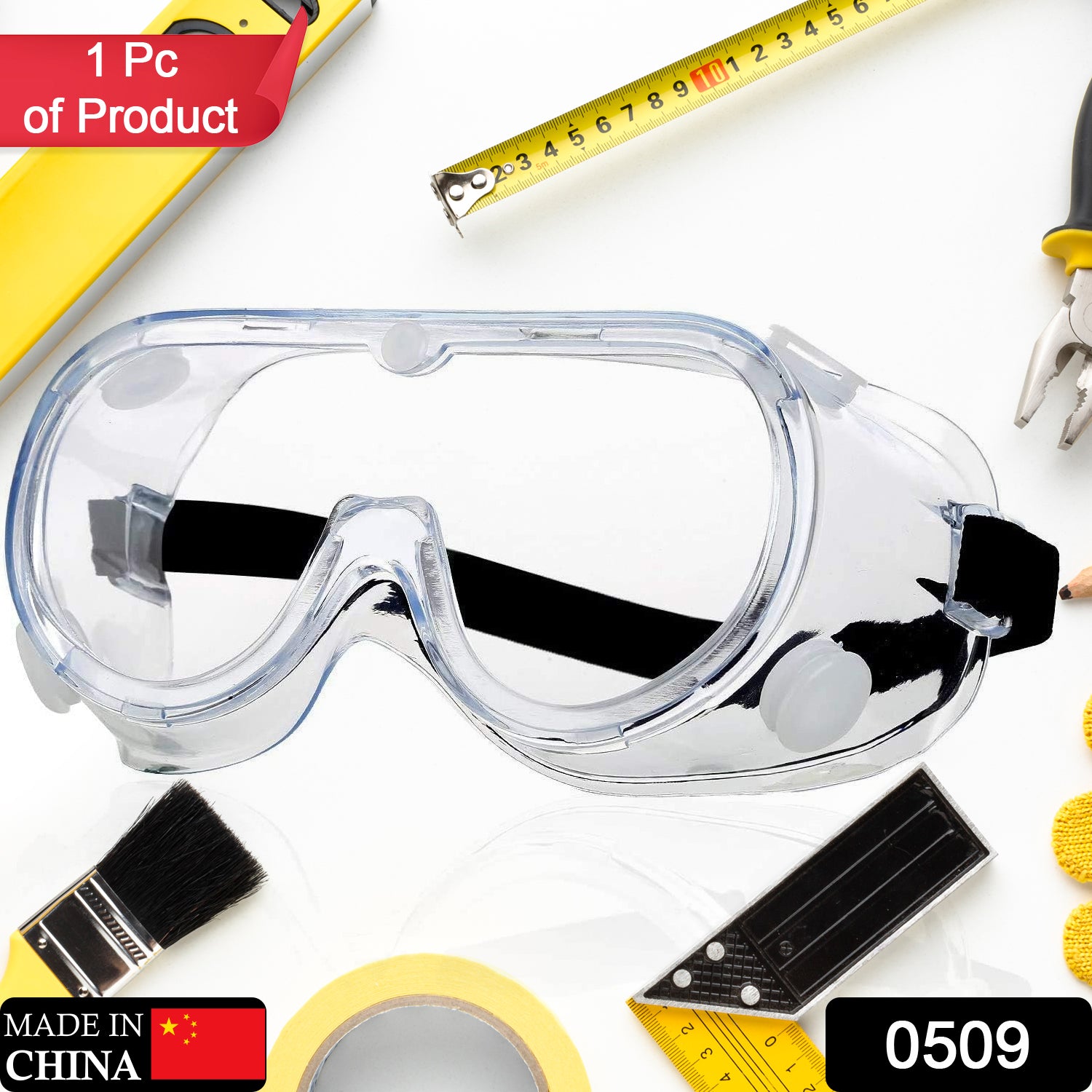 0509_safety_goggles_1pc Safety Goggles, Technic Safety Goggles Protection for Classroom Home & Workplace Prevent The Impact of Dust Droplets Gas Protection Glass