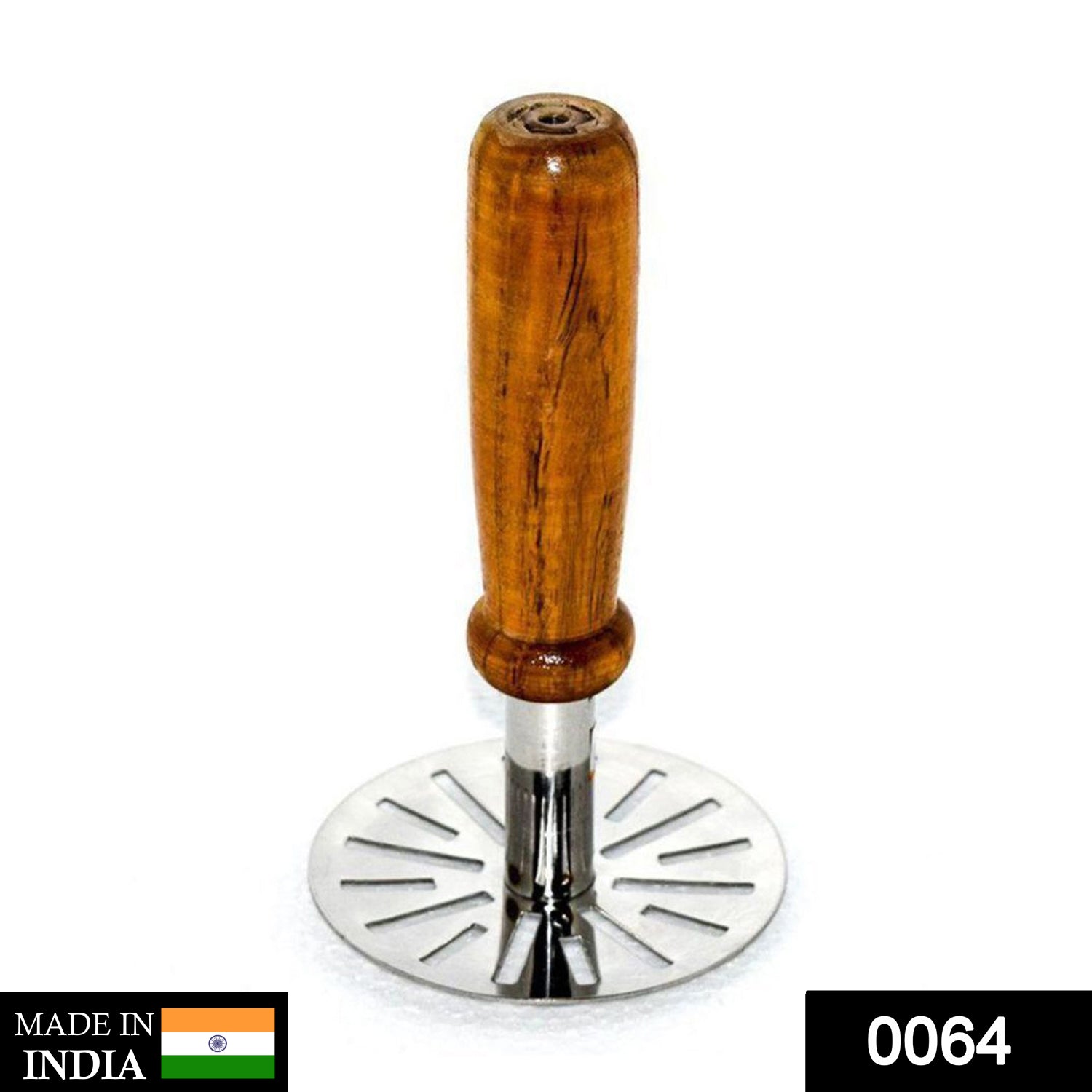 0064_paubhaji_masher Stainless Steel Potato Masher, Pav Bhaji Masher with wooden handle