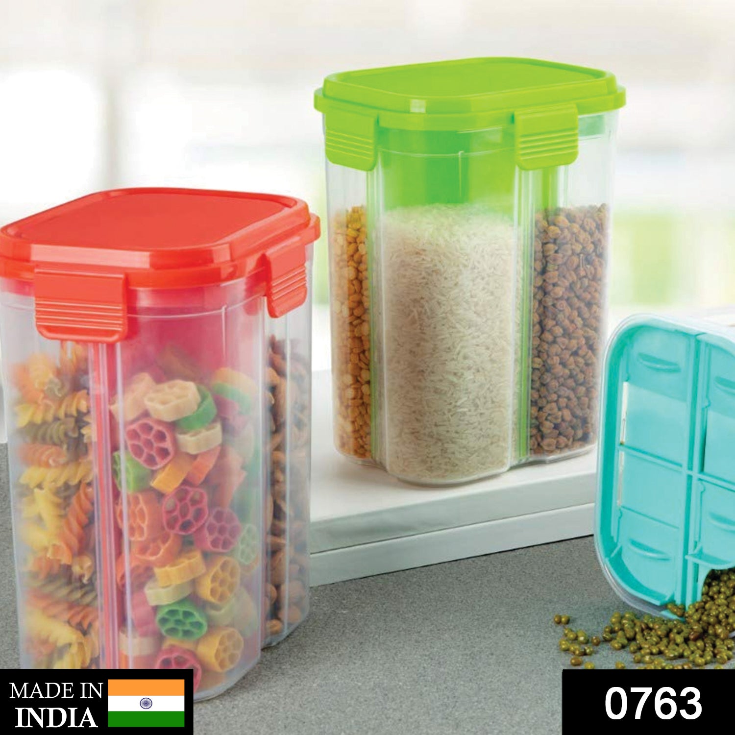 0763 Transparent 4 Section Storage Dispenser (2000 ml)