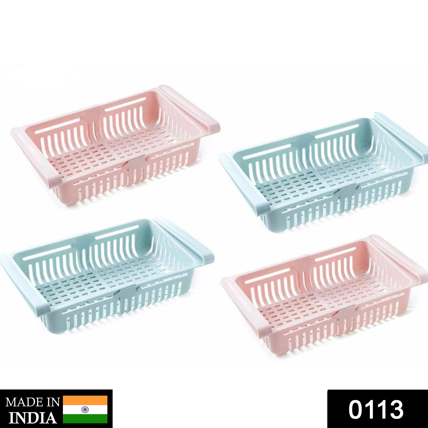 0113_adjustable_rackAdjustable Fridge Storage Basket, Fridge Racks Tray Sliding Storage Racks