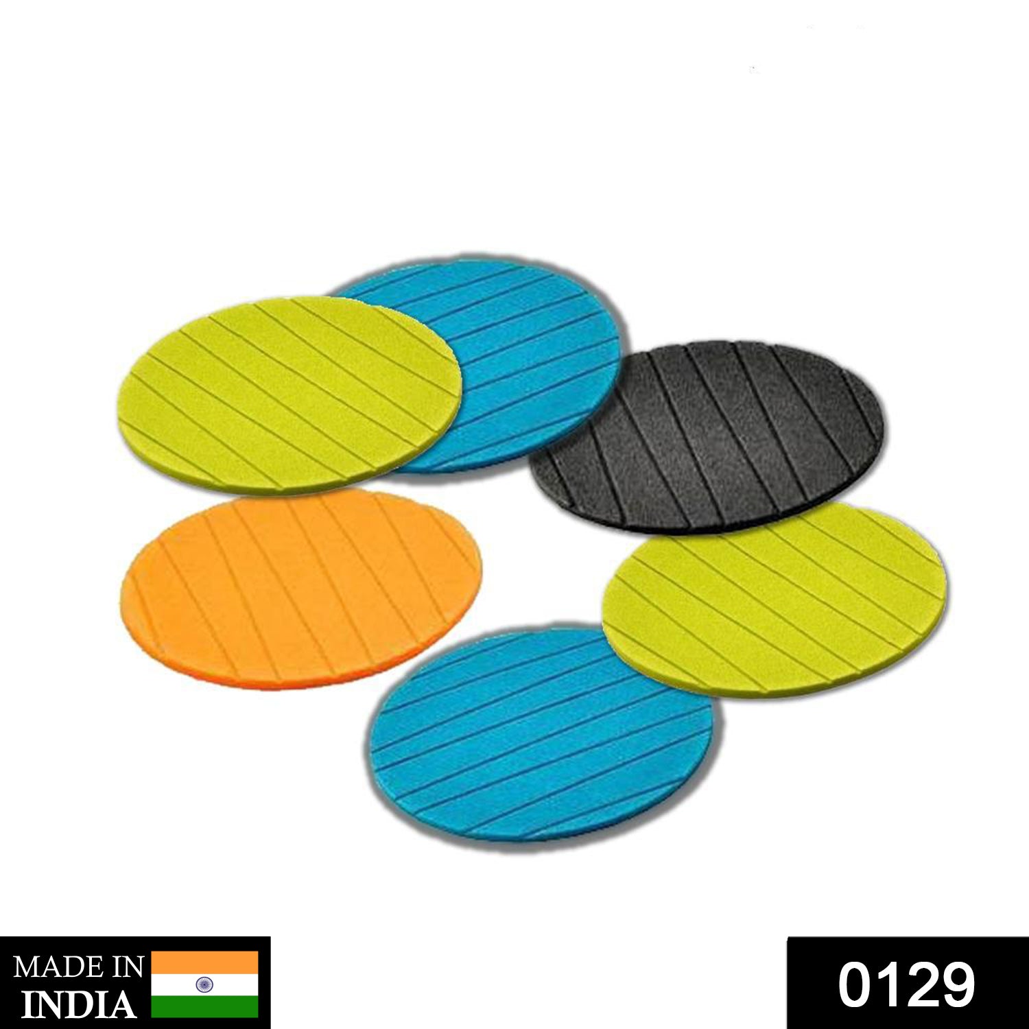0129_6pc_coster Useful Round Shape Plain Silicone Cup Mat Coaster Drinking Tea Coffee Mug Wine Mat for Home