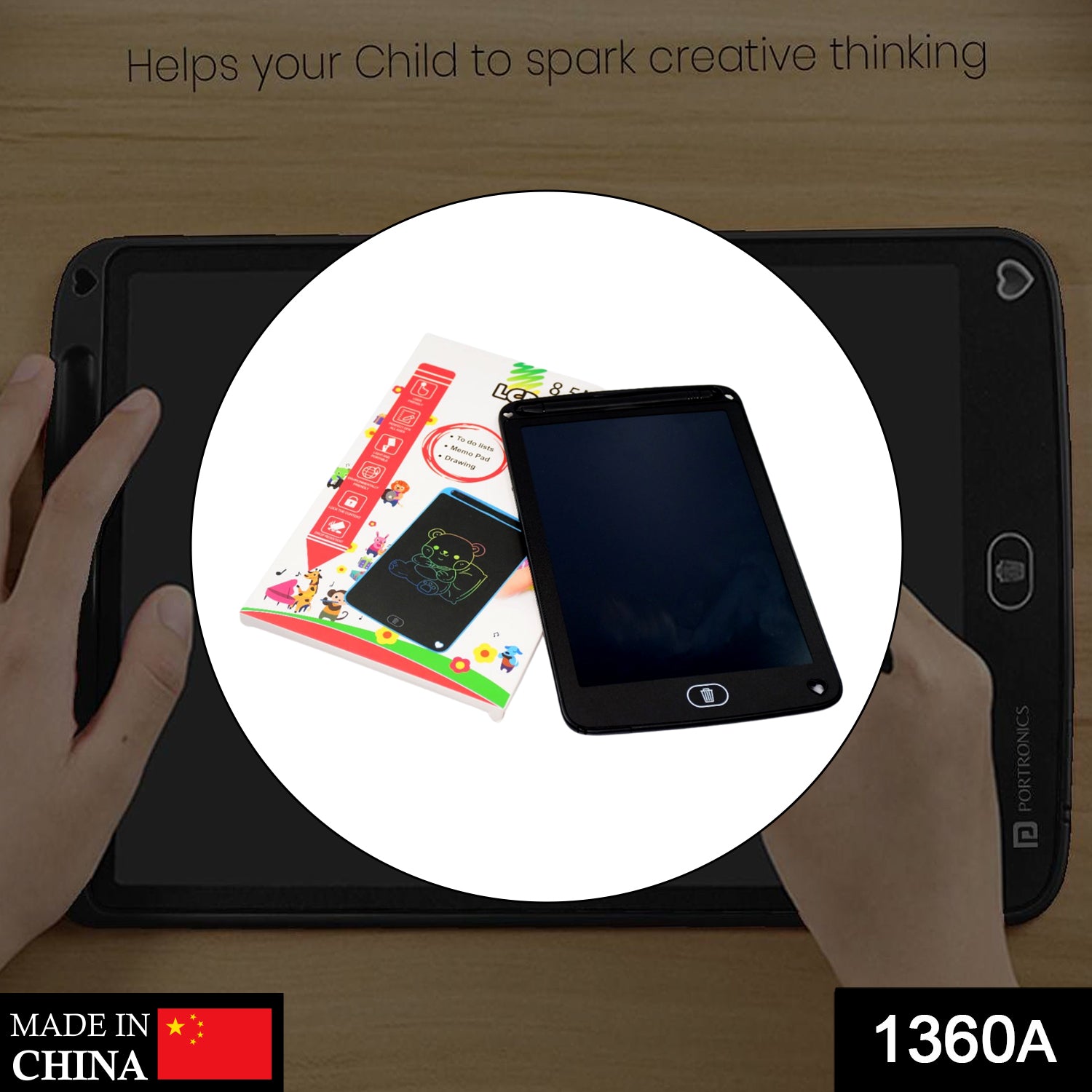 1360A LCD PORTABLE WRITING PAD/TABLET FOR KIDS - 8.5 INCH