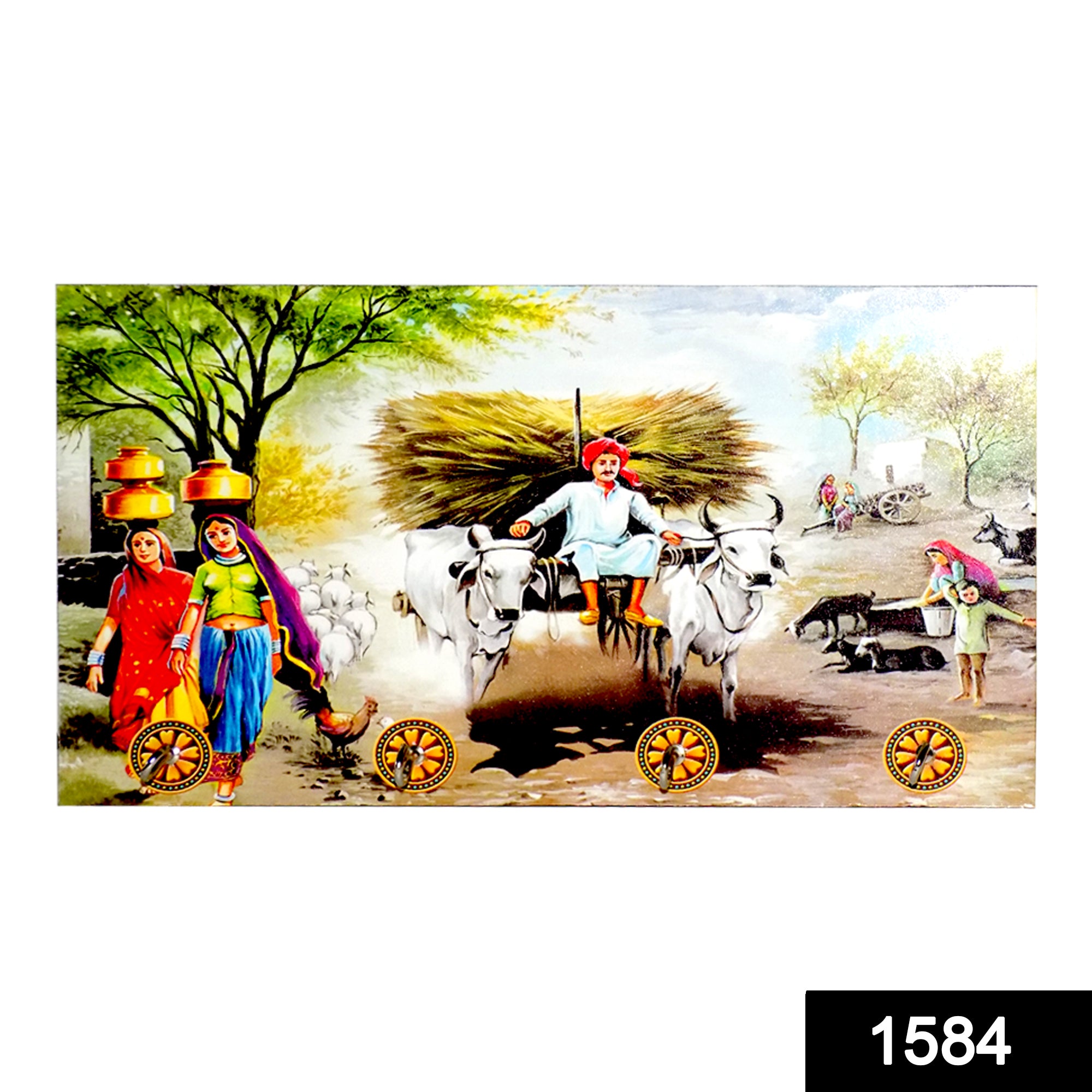   Click to expand 1584 DECORATIVE WOODEN LANDSCAPE ART WITH HOOKS FOR WALL HANGING