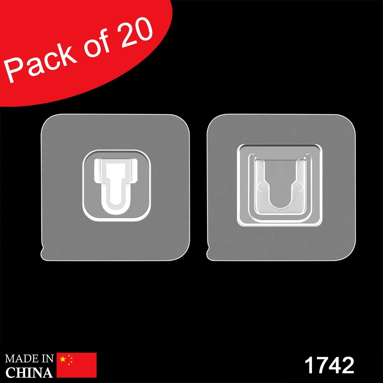 1742 Magic Adhesive Plastic Wall Hooks Heavy Duty Hooks (Pack of 1)