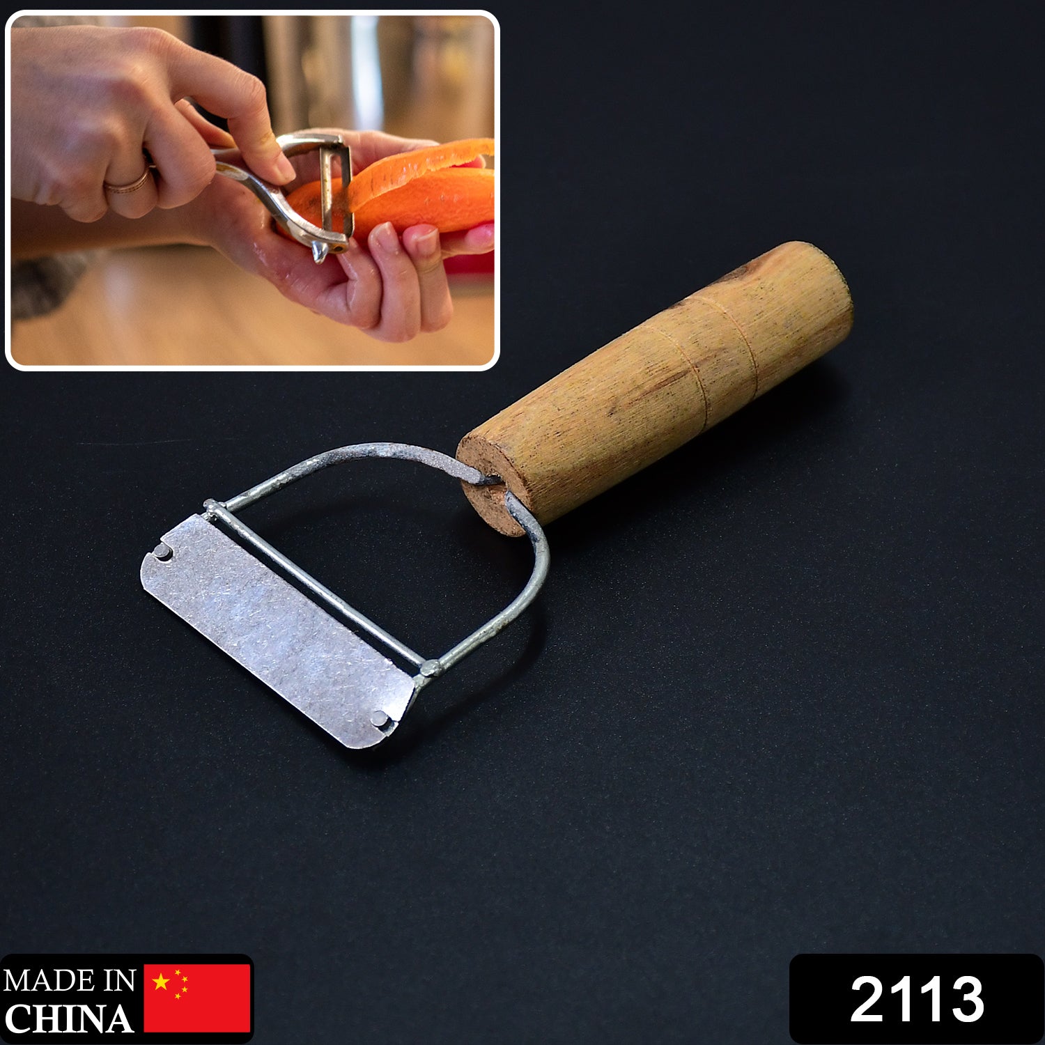 2113 Wooden Handle Metal Vegetable Cutter, Peeler, Slicer.
