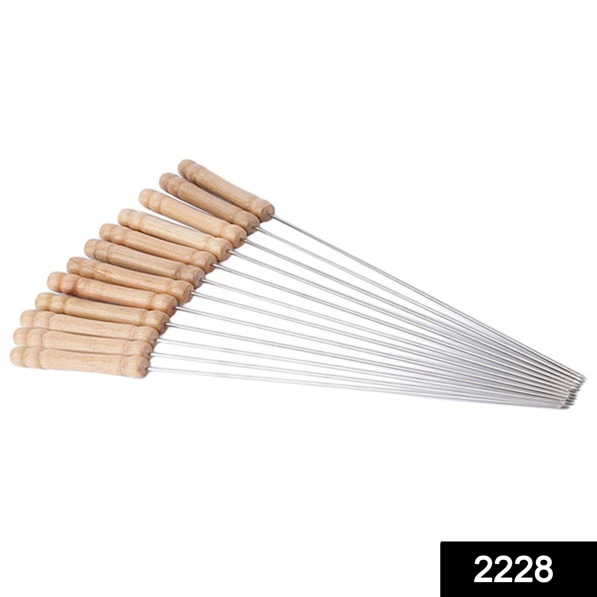 2228_premium_bbq_stick_12pc Barbecue Skewers for BBQ Tandoor and Gril with Wooden Handle - Pack of 12