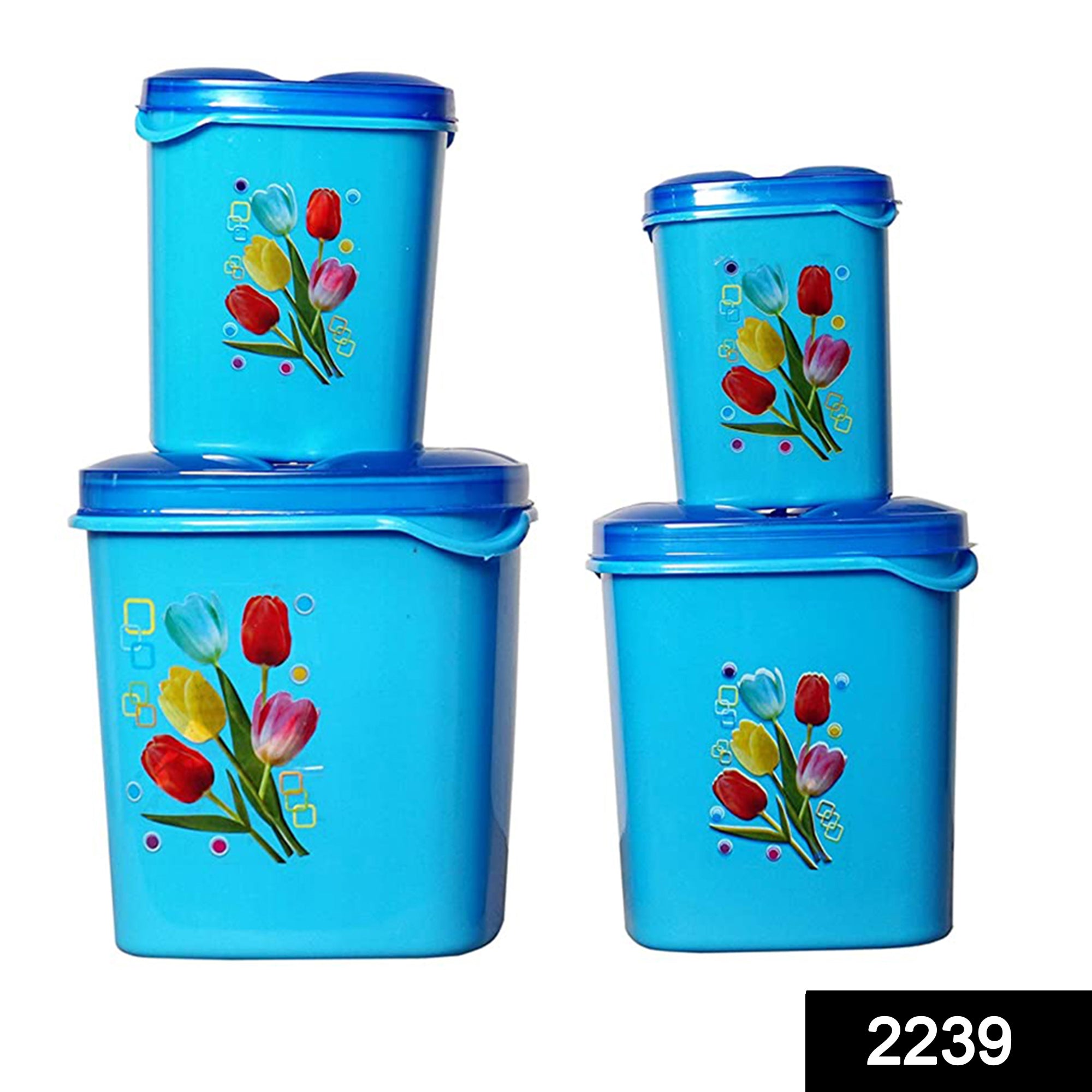 2239_4pc_grocery_container Container Set For Kitchen Storage Airtight & Food Grade Plastic (Pack of 4) (3000ml,1500ml,1000ml,500ml)