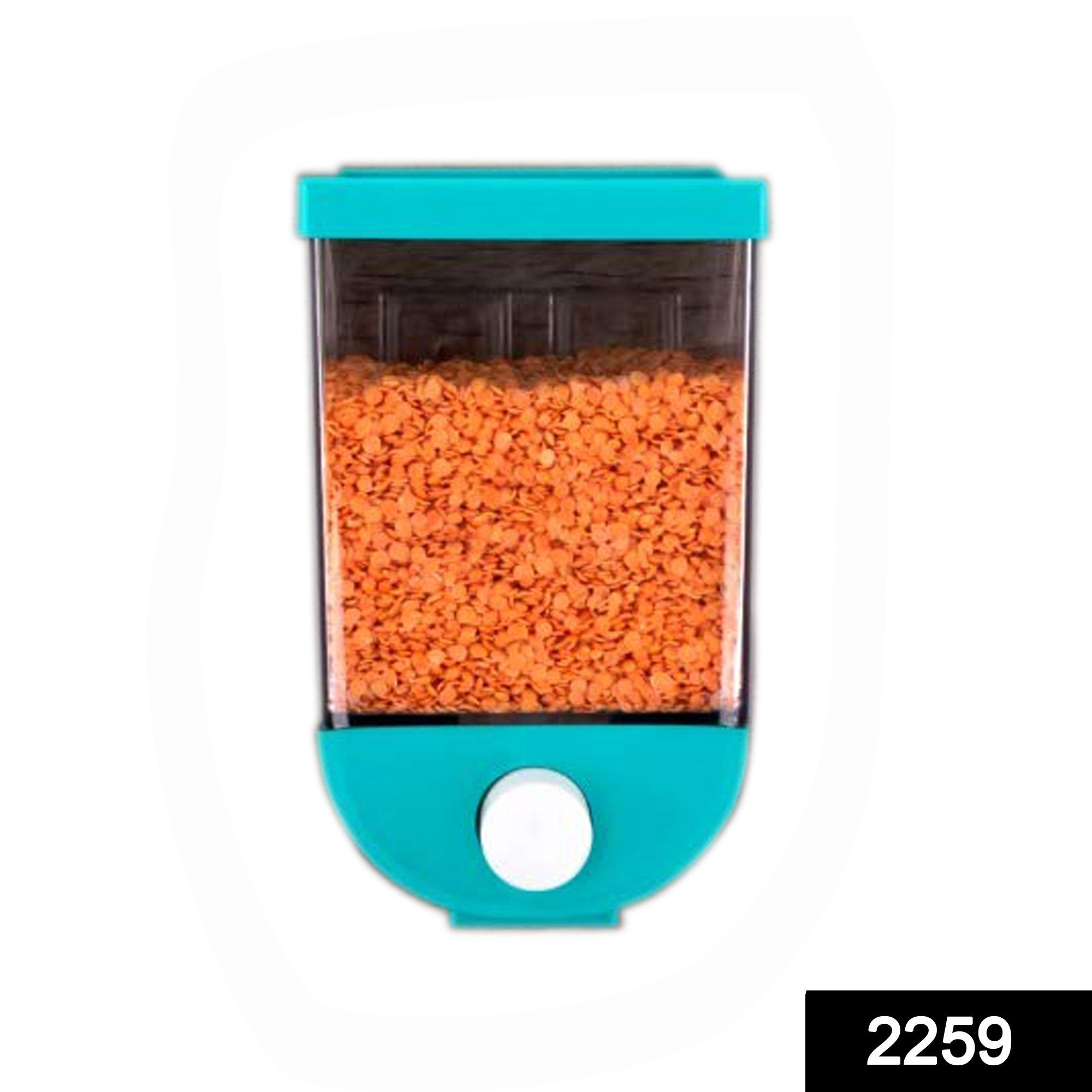 2259_wall_container_1100ml Wall Mounted Cornflakes/Cereal/Pulses/Beans/Oatmeal/Candy/Namkeen/Dry Food Storage Box/Tank - 1100 ml (assorted color)