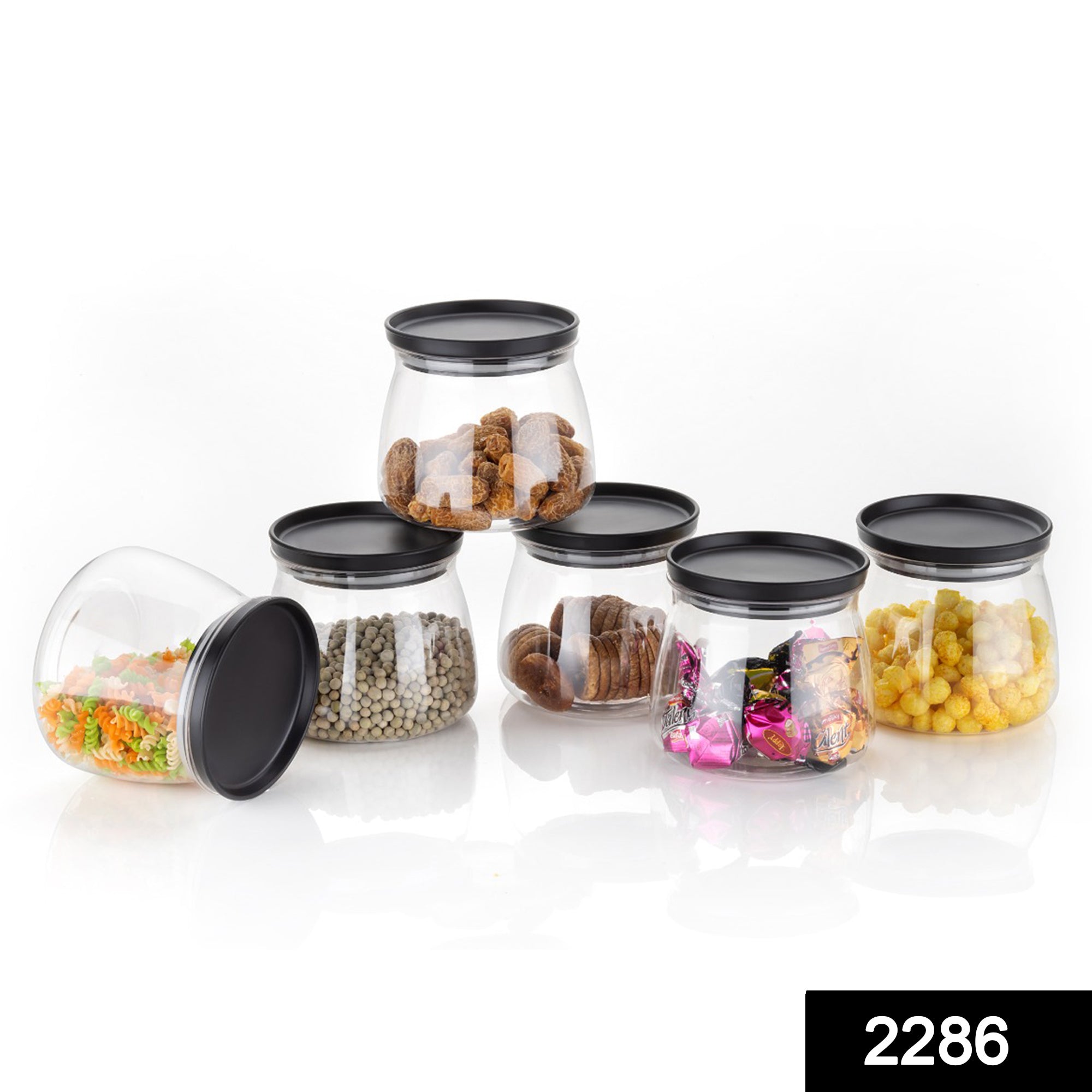 2286_airtight_matka_bowl_6pc Matka Shaped Jar with Air Tight & Leak Proof Lid (Multicolour) (Set of 6) (900Ml)