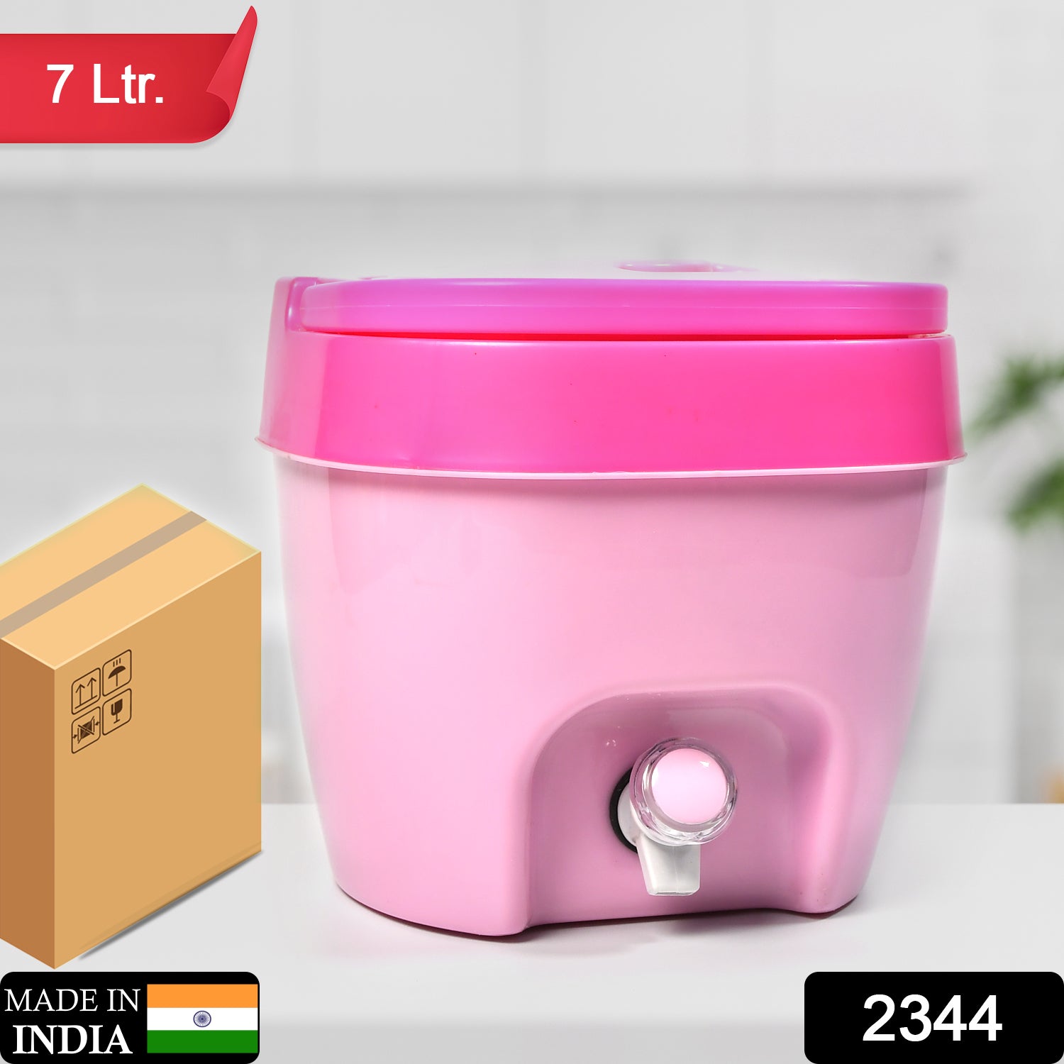 2344 Insulated Plastic Water Jug, 1 Piece, 7 litres, Pink | Food Grade | Easy To Carry | BPA Free | Ideal for Travel | Picnic | Homes | Office | Shops | Clinics Use