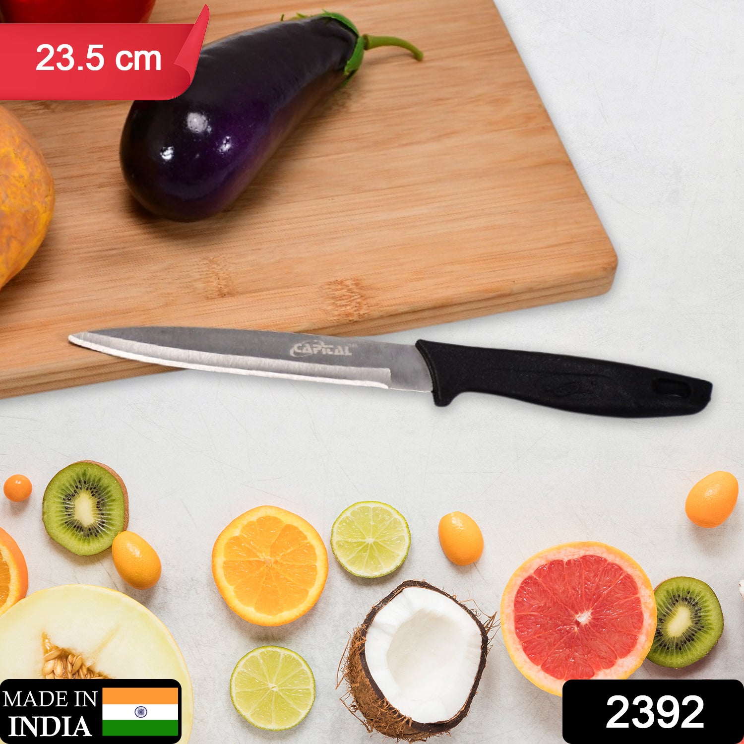 2392 Stainless Steel knife and Kitchen Knife with Black Grip Handle (23.5 Cm)