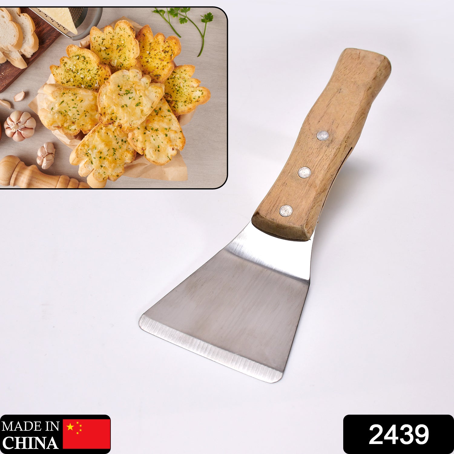 2439 1pc Grill Scraper Stainless Steel Multipurpose BBQ Spatula