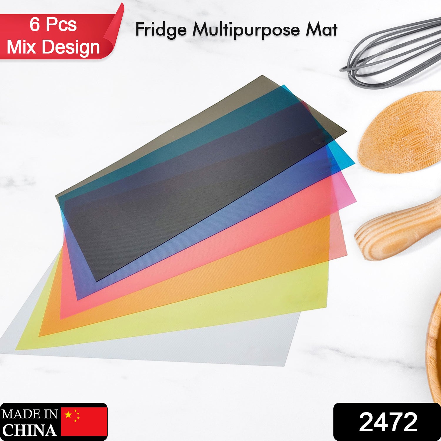2472_zex_fridge_mat_6pc Fridge Multipurpose Mat Plastic Flexible Mat | Anti-Slip Refrigerator Mat |  Drawer Mat/ Place mat Set / Fridge Mat ( Set of 6 )