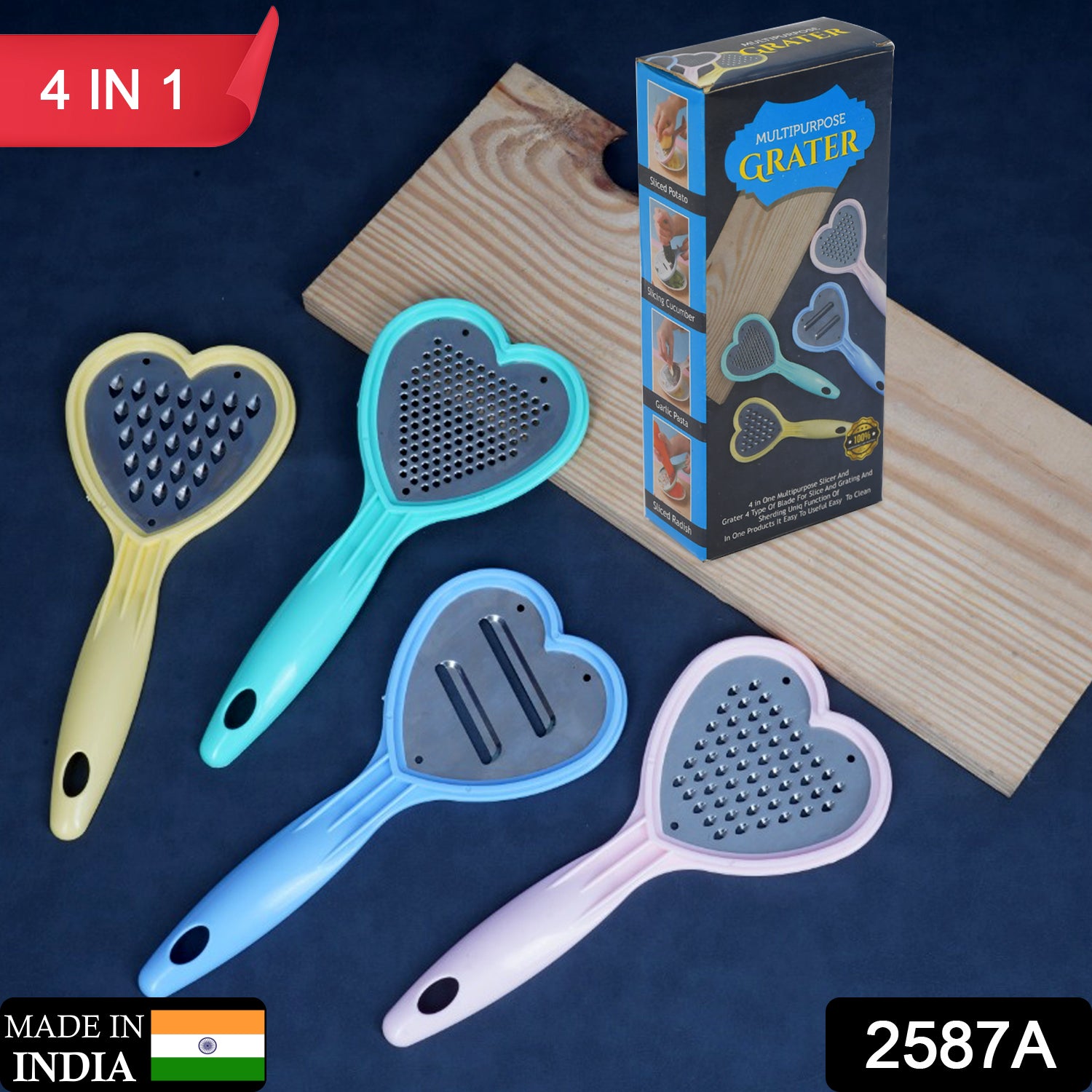 2587a Heart Grater Set and Heart Grater Slicer Used Widely for Grating and Slicing of Fruits, Vegetables, Cheese Etc. Including All Kitchen Purposes.