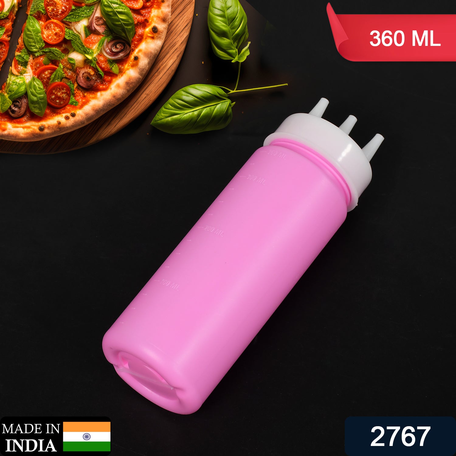 2767 Ketchup Bottles With 3 Nozzle For Sauce, Mayonnaise, Chocolate Syrup Using Bottle Reusable Plastic Bottle ( 360ml )