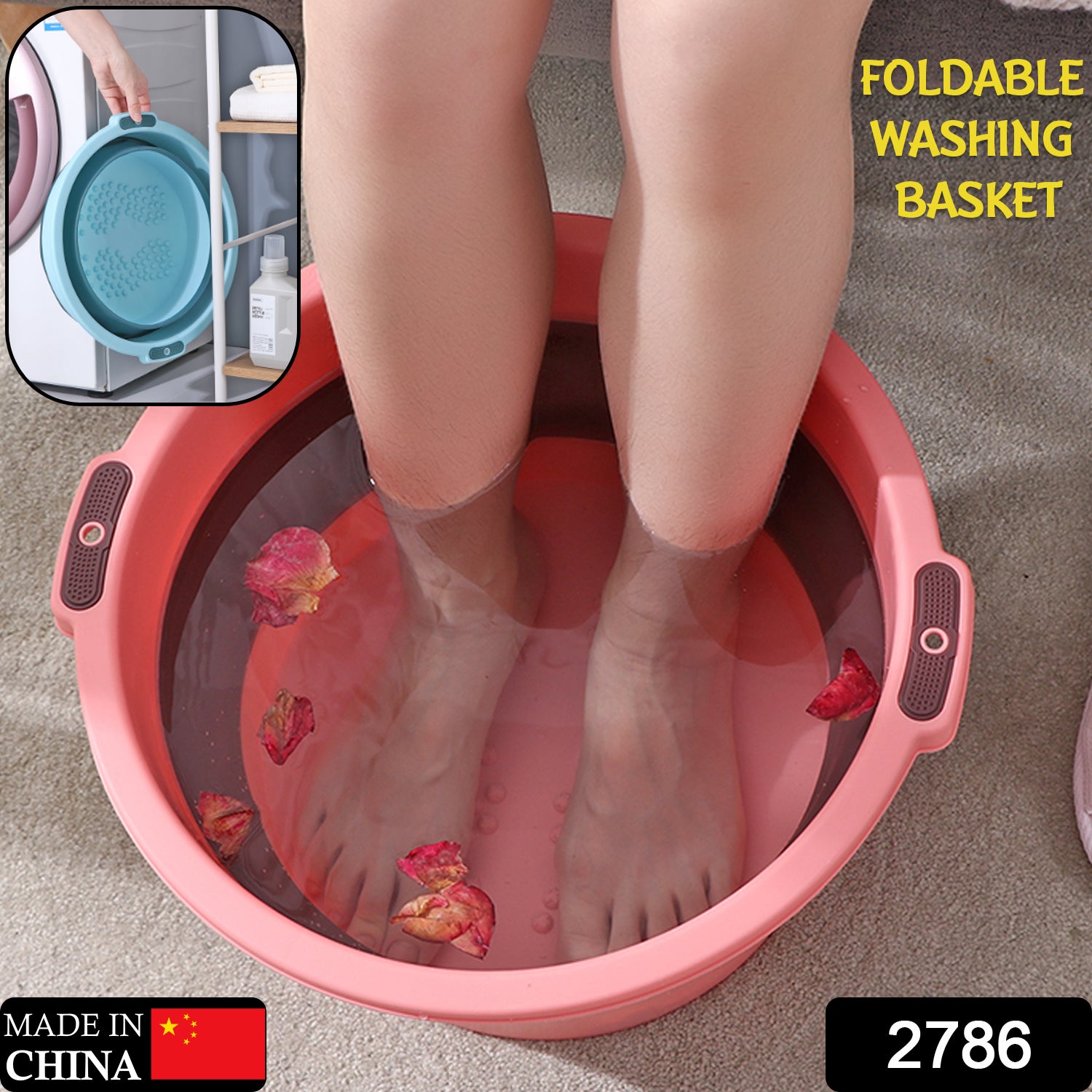 2786 Multi-Purpose Portable Collapsible Folding Tub, with Hanging Hole & Save Storage Space, Also use for Foot Spa.