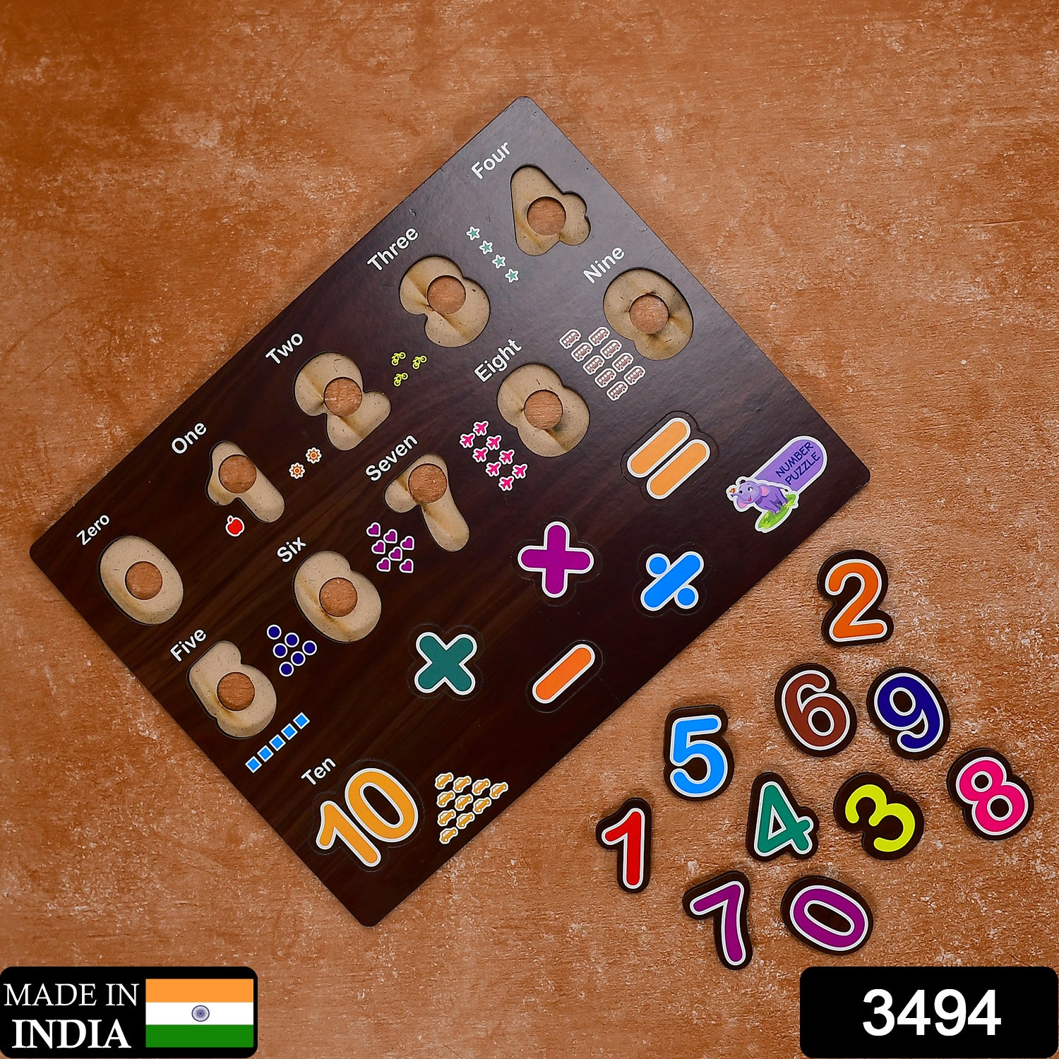 3494 Wooden Counting Number Montessori Educational Pre-School Puzzle Toy for Kids