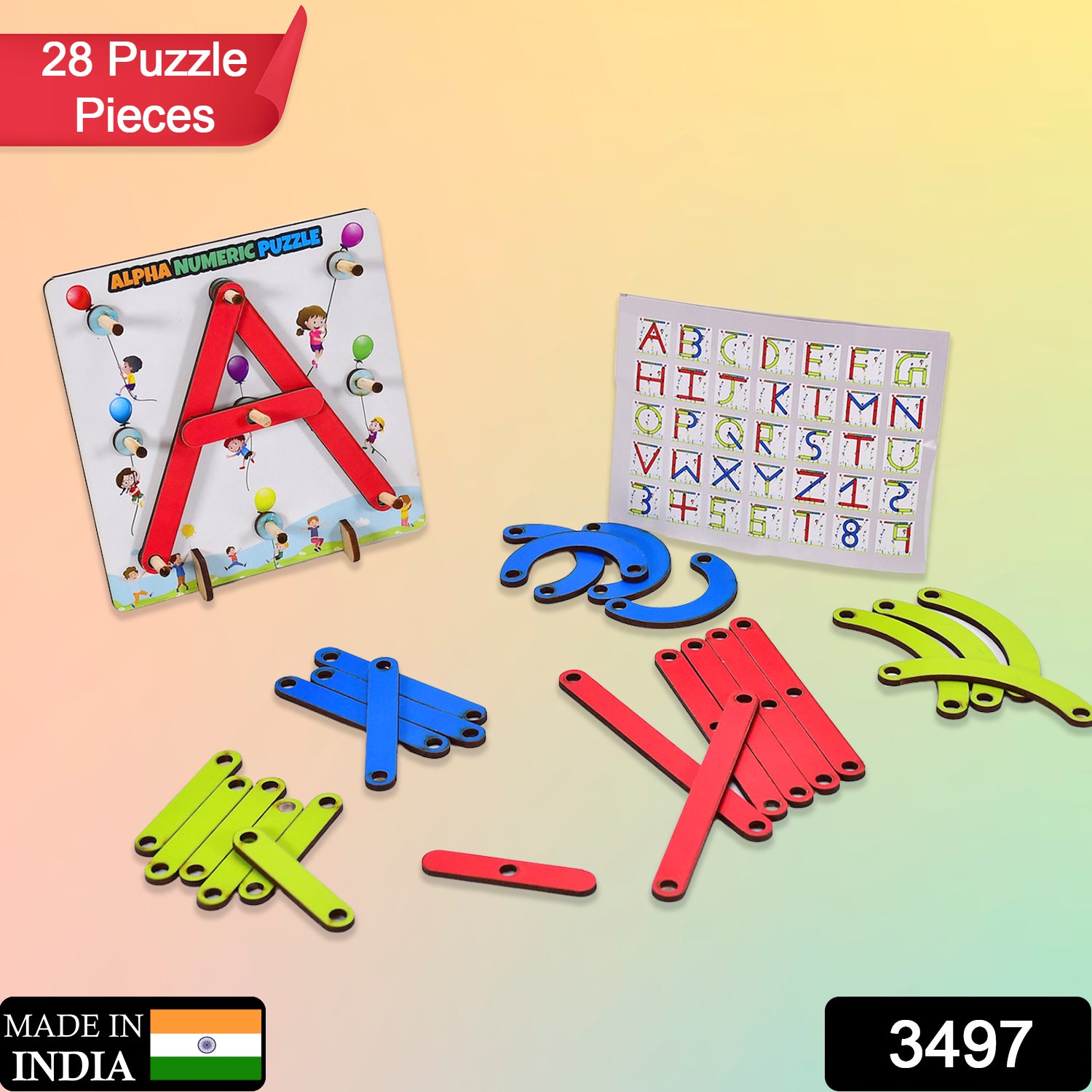 3497 Alpha Numeric Puzzle Construction Puzzle Toys For Kids 3+ Years For Teaching Letters, Numbers