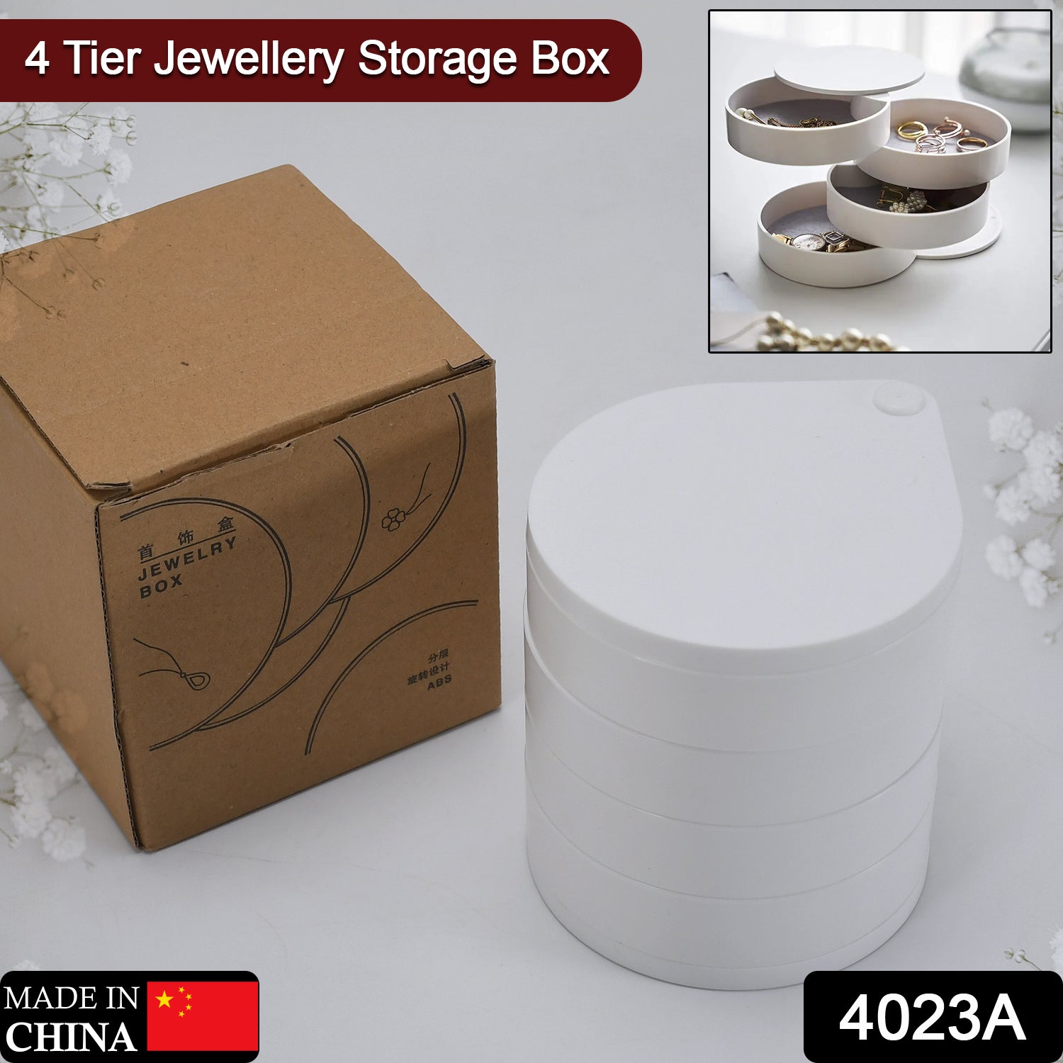 4023A Jewelry Box 360 Degrees Free Rotation Jewelry Case For Women And Girls