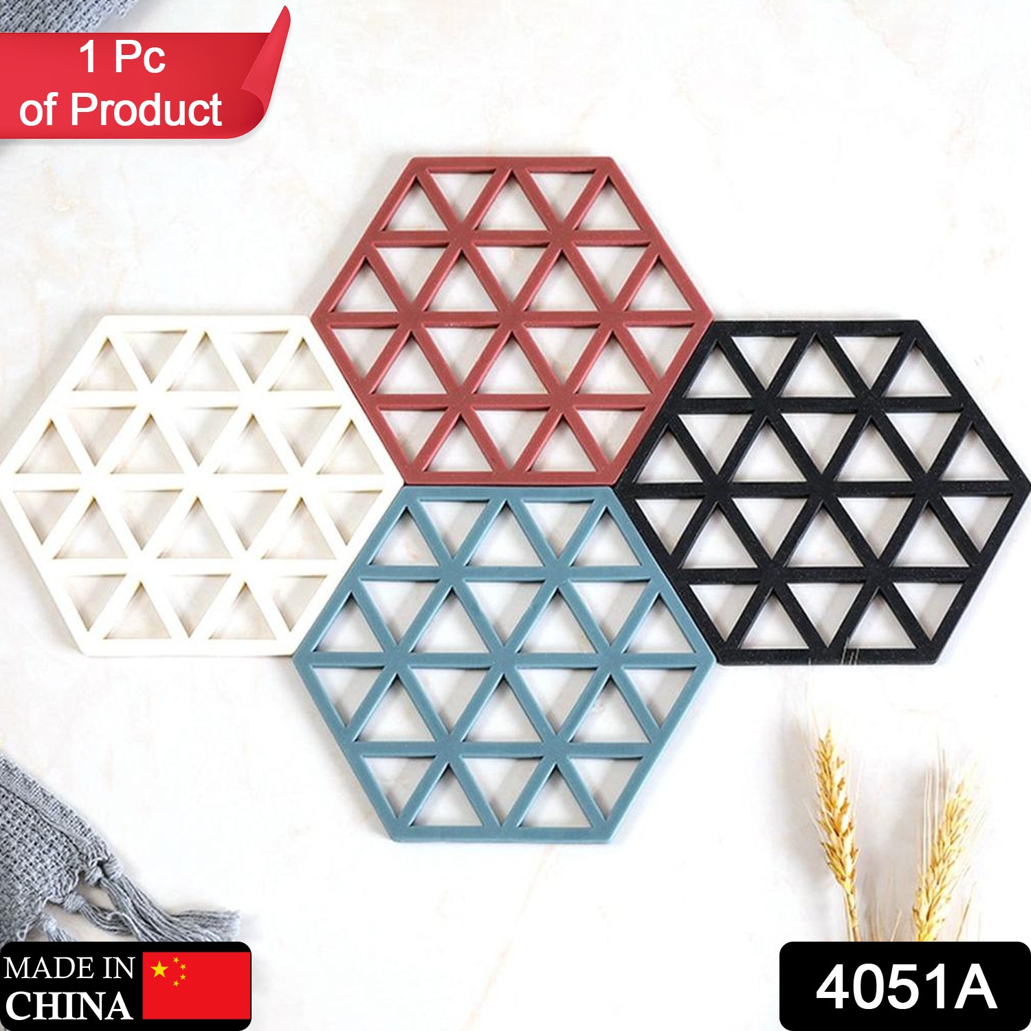4051A Cup Mat PVC Tea Coaster Non-Slip Placemat High Temperature Insulation Pad Hollow Pot Mat Bowl with Anti-hot