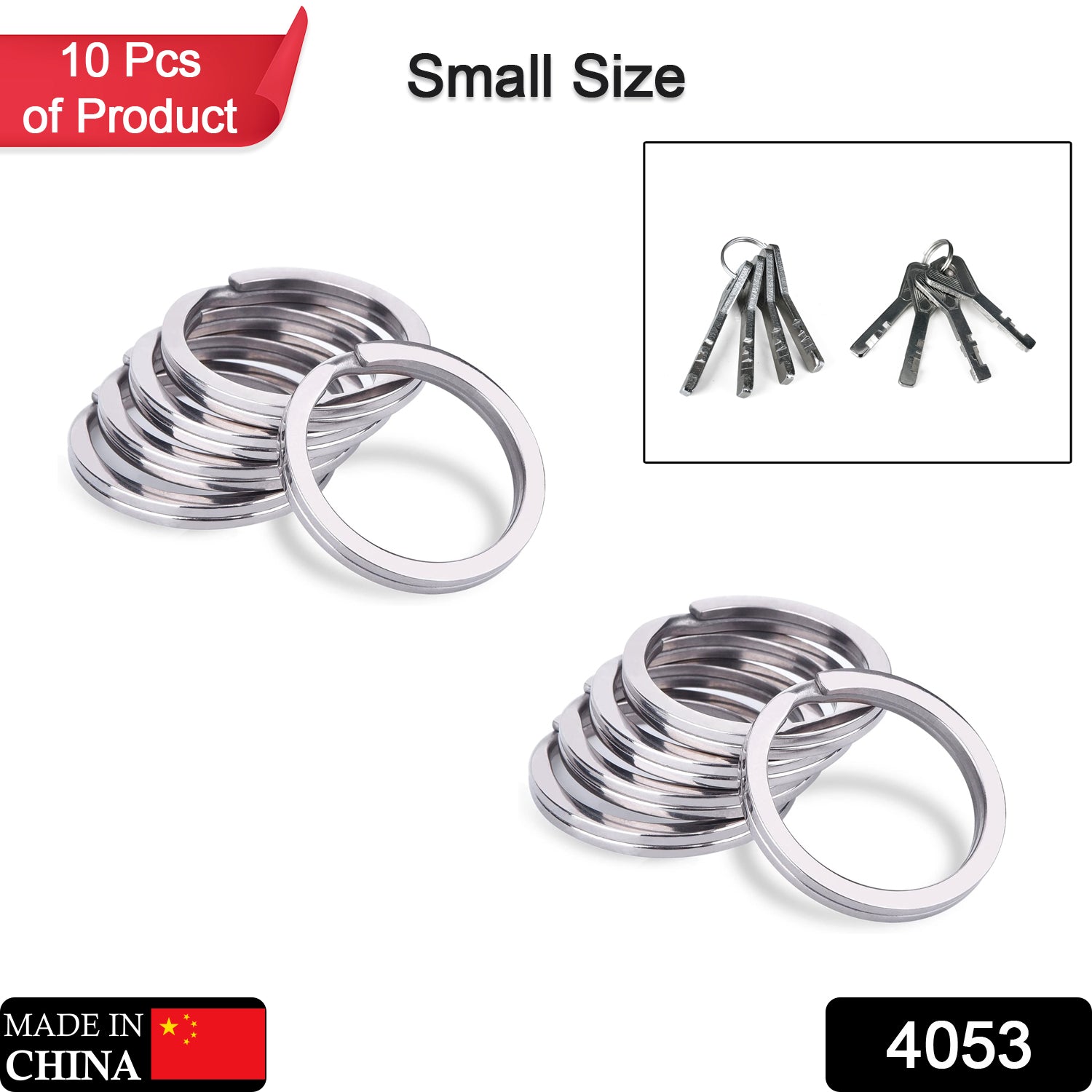 4053 Key Rings Stainless Steel Double For Keychain & Jewellery Use  ( 10 pcs )