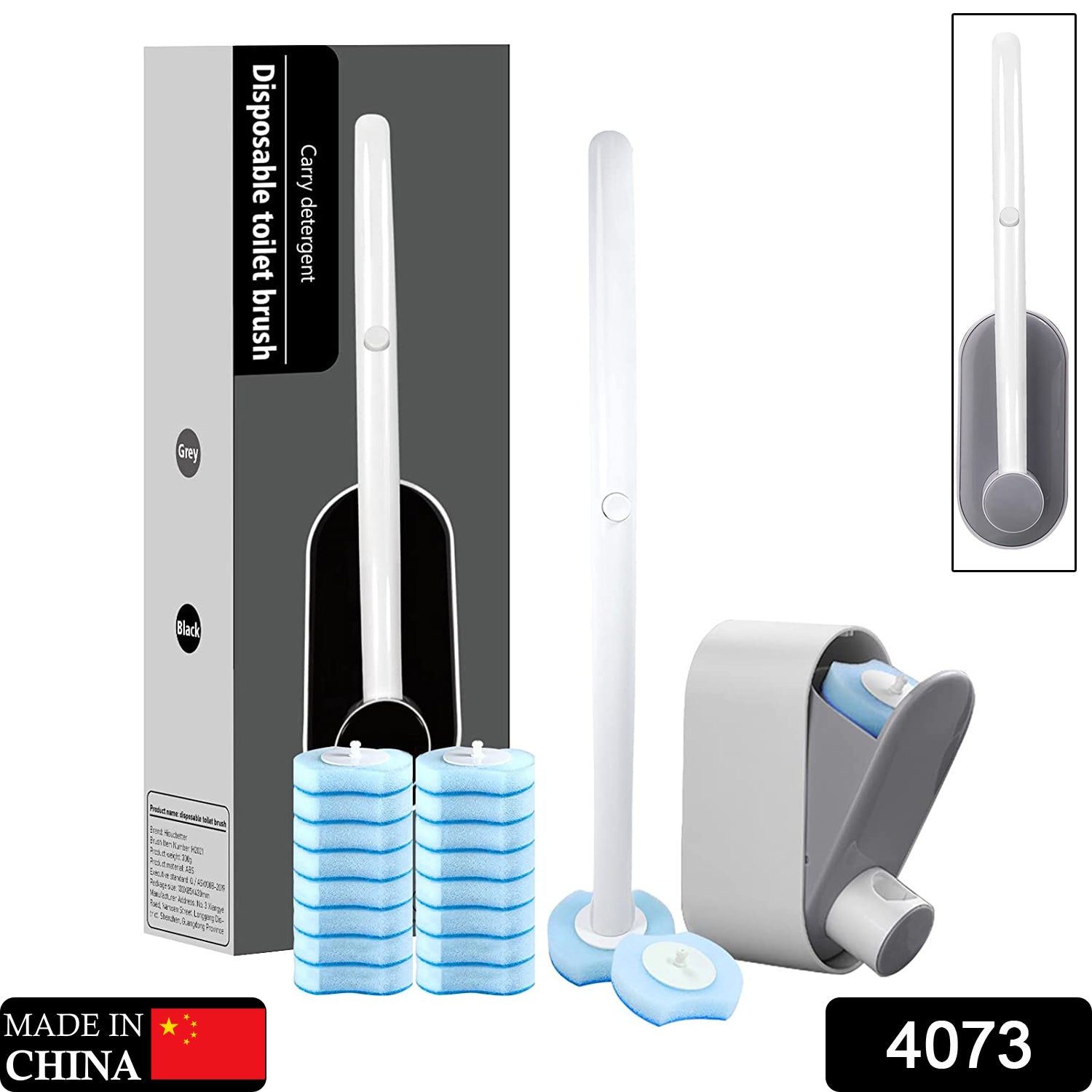 4073 Disposable Toilet Brush Set with 8 Toilet Wand Sponge Refills. Toilet Bowl Brush for Bathroom