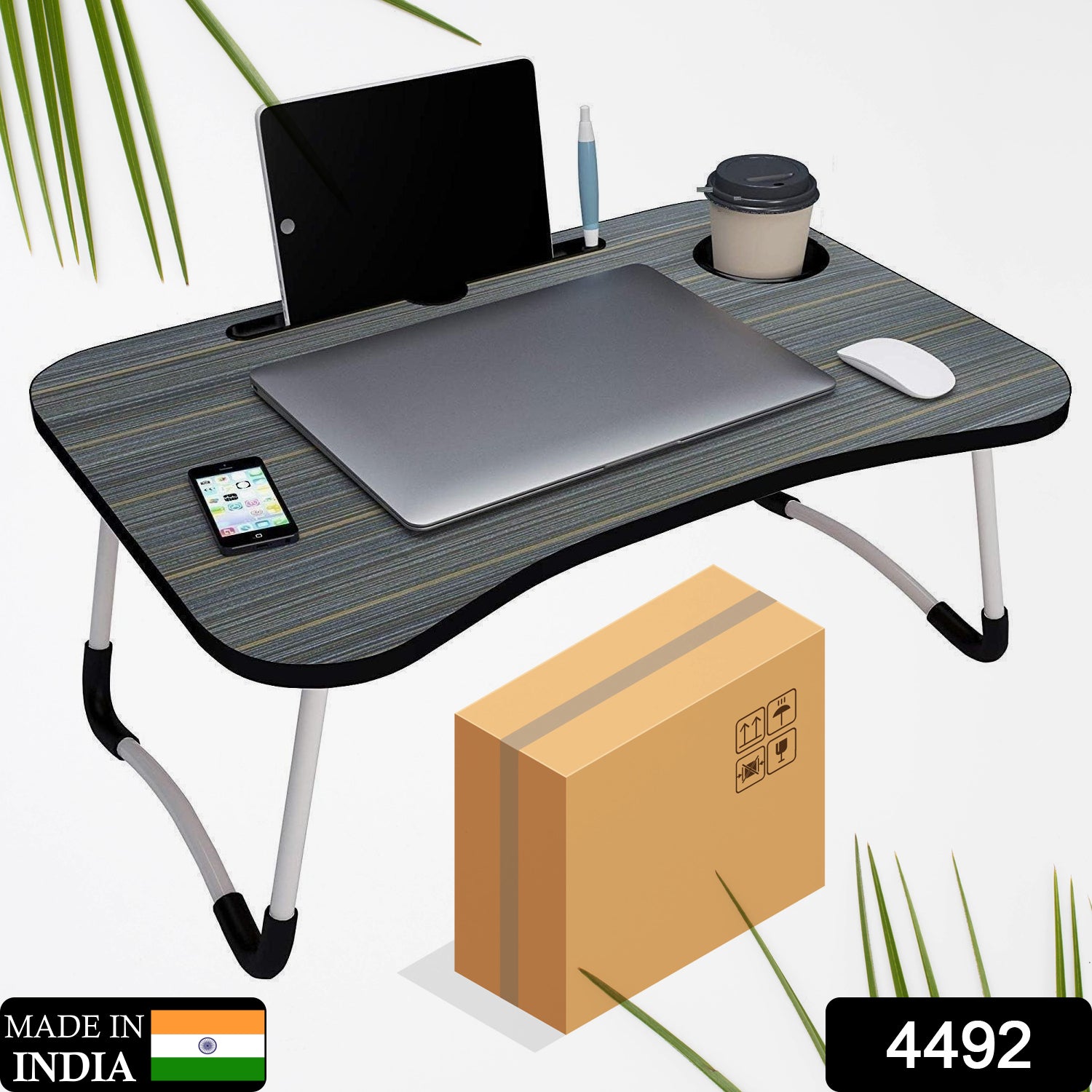 4492 Multi-Purpose Laptop Desk for Study and Reading with Foldable Non-Slip Legs Reading Table Tray , Laptop Table ,Laptop Stands, Laptop Desk, Foldable Study Laptop Table