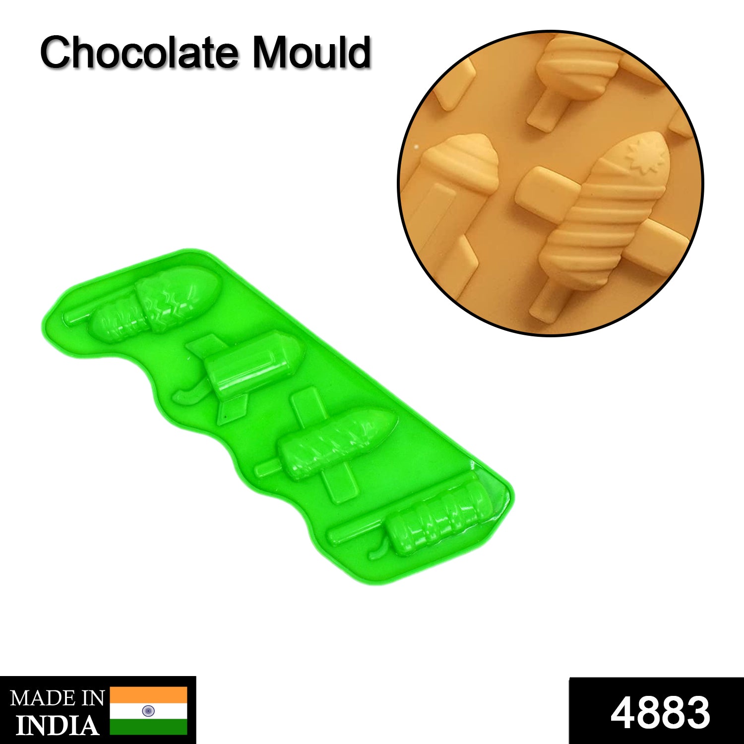 4883 4cav Rocket Choc Bar Flexible Silicone Mold Candy Chocolate Cake Jelly Mould