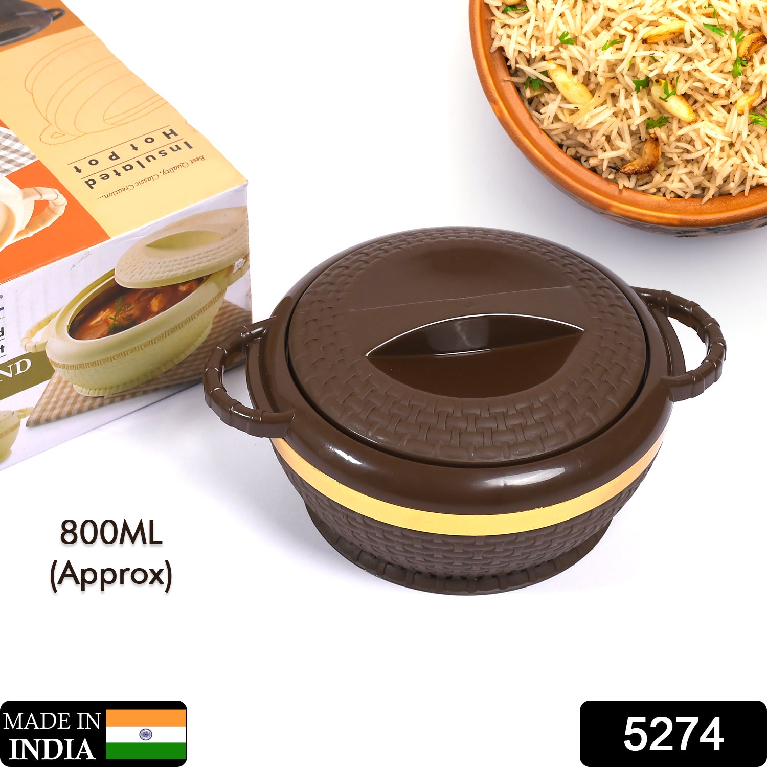 5274 Exotic Insulated Inner Stainless Steel Casserole with Lid (800 Ml)