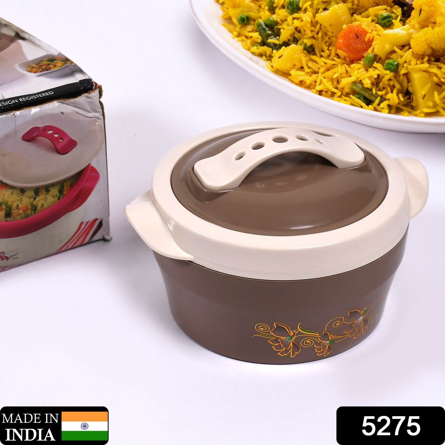 5275 PLAZA INSULATED HOT POT INNER STAINLESS STEEL CASSEROLE WITH LID ( 800 ML )