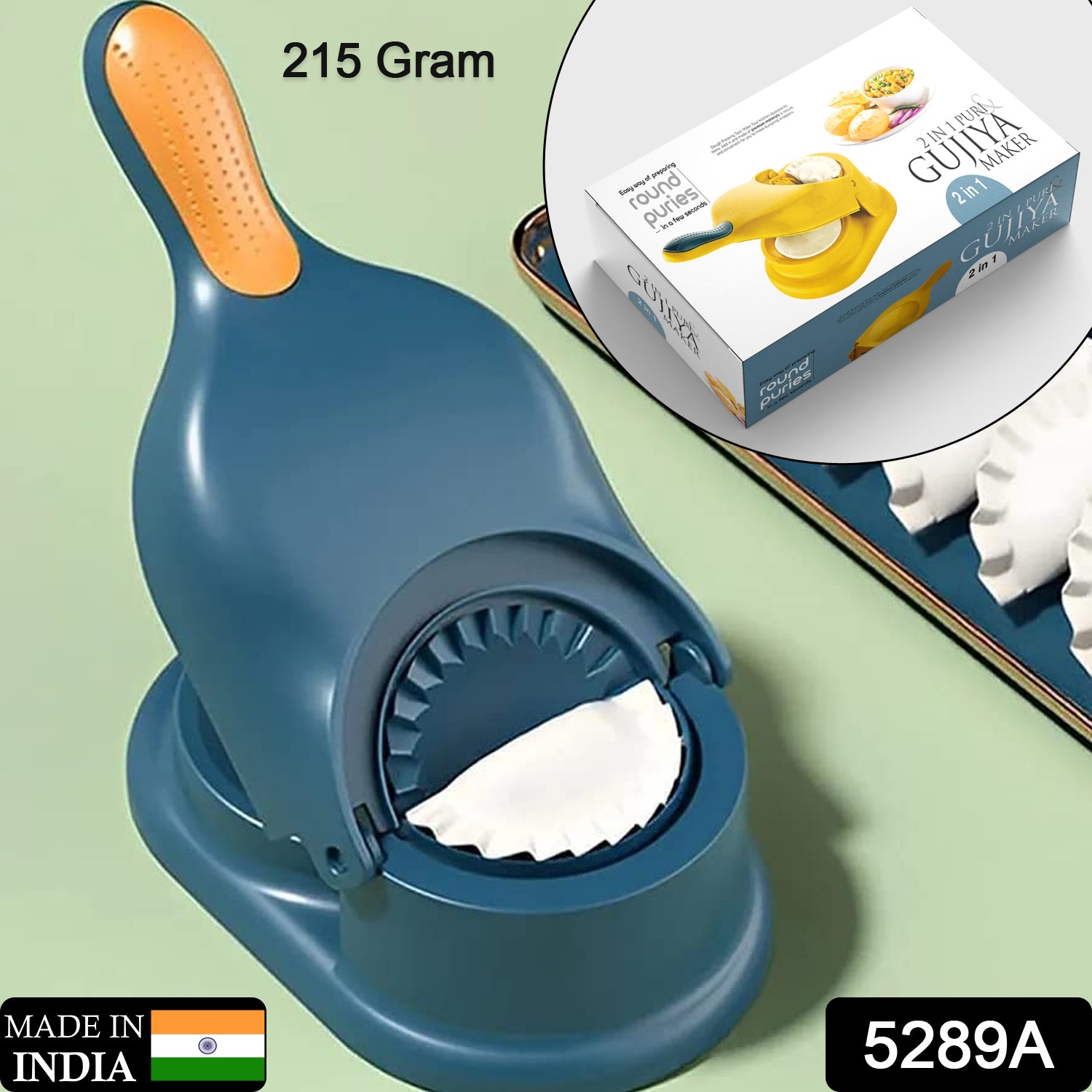 5289A Momos Maker Machine, Dumpling Skin Press Mould for Gujiya Ghughra Momos Making, 2 in 1 Dumpling Maker Mould Machine, Kitchen Dumpling ( Color Box )