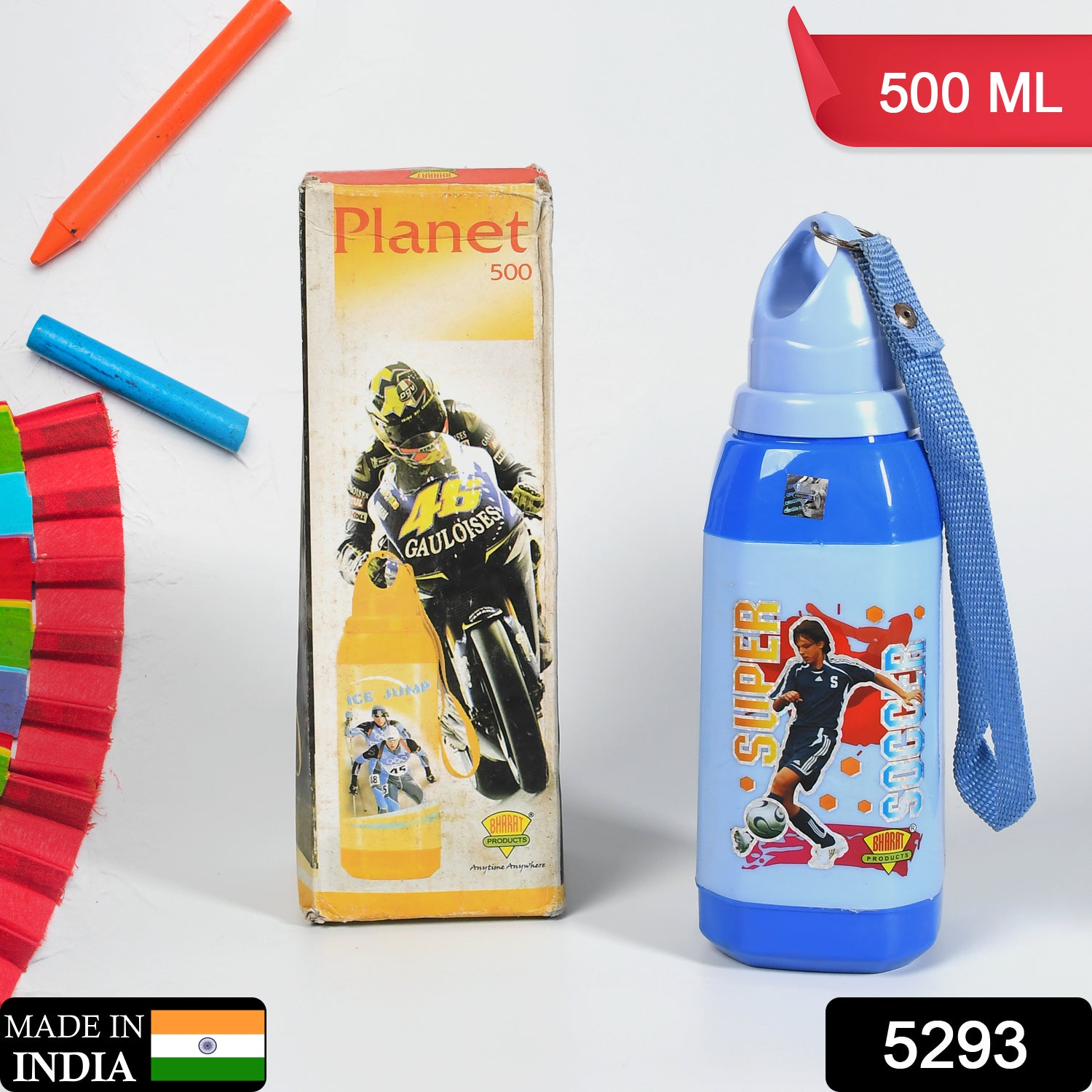 5293 Plastic Sports / Cycling Drinking Water Bottle With Hand Straps For School , Office & Multiuse Bottle