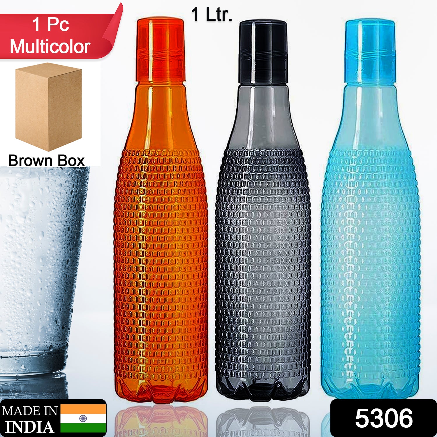 5306 Plastic Fridge Water Bottle | Bubble Design Water Bottle | Use For Fridge, Home and Office ( Brown Box )