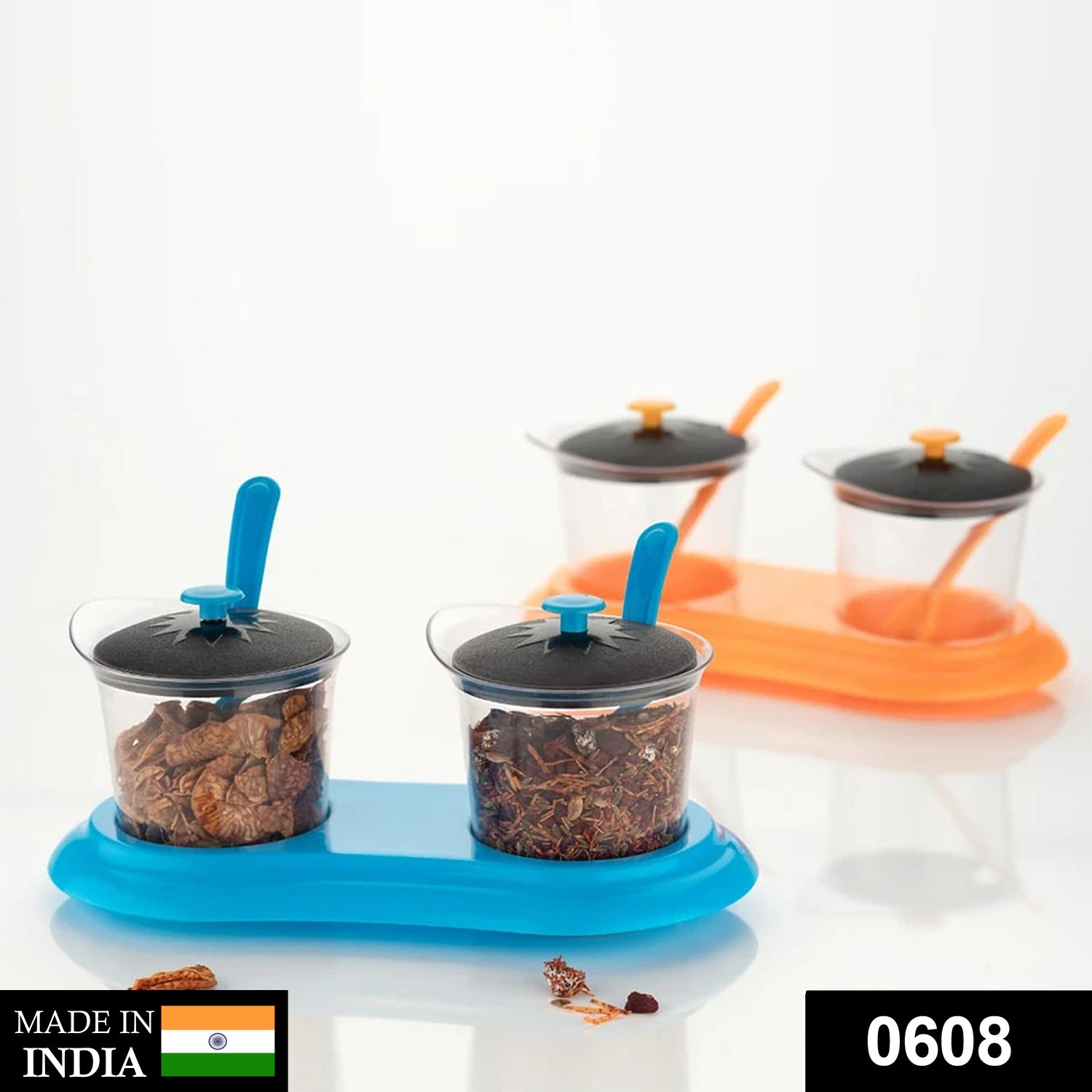 0608_dining_jar_2pc Multipurpose Dining Set Jar and tray holder, Chutneys/Pickles/Spices Jar - 2pc