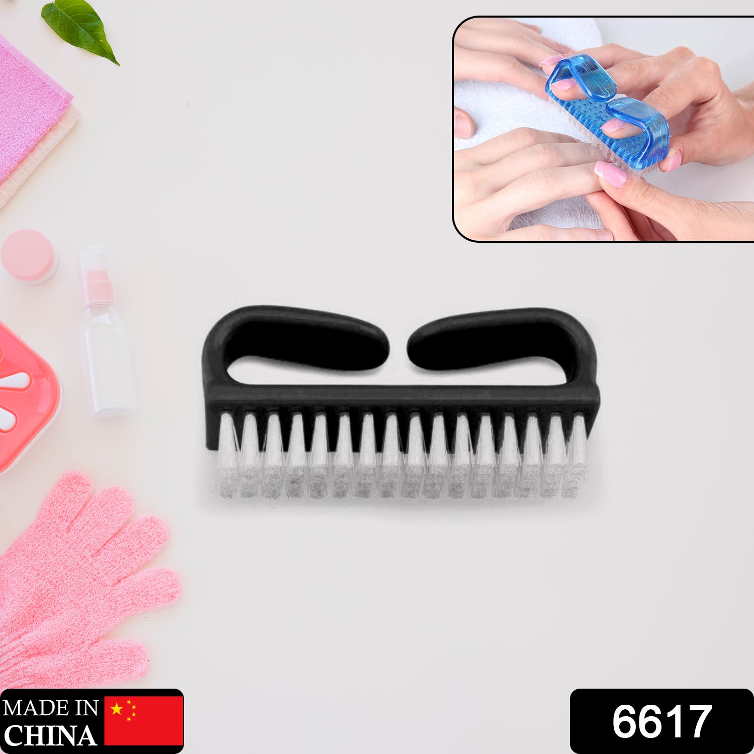 6617 Handle Grip Nail Brush Hand Finger Toe Nail Cleaning Brush Manicure Pedicure Scrubbing Cleaner For Regular Use