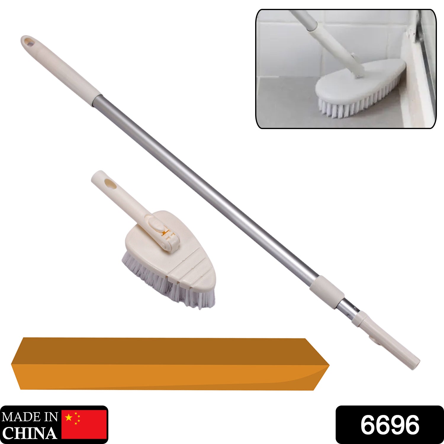 6696 Housekeeping Multi-Functional Hard Bathroom Floor Triangle Tile & Floor Cleaning  Brush Long