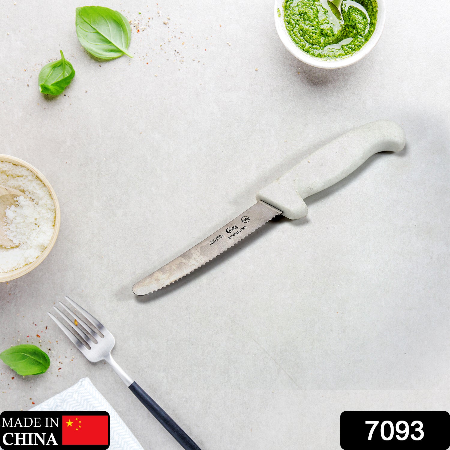 7093 chef's Knife, 9 inch High Carbon Stainless Steel Cooking Knife, Sharp Edge, Handle, Ergonomic Grip. Multipurpose Top Kitchen Knife for Home and Restaurant.