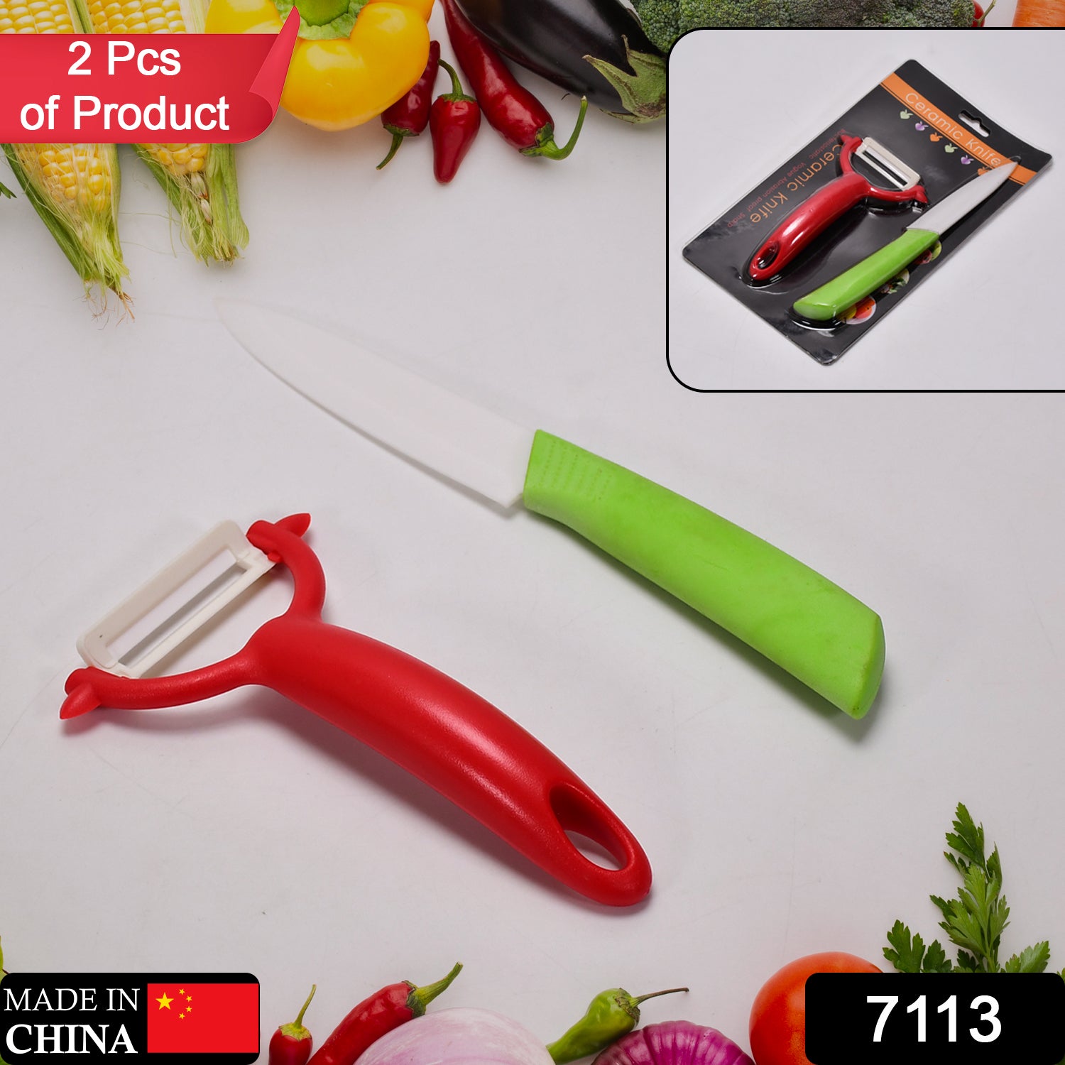 7113 Kitchen Knife for Clean and Exceptionally Sharp Cuts with Ceramic Peeler