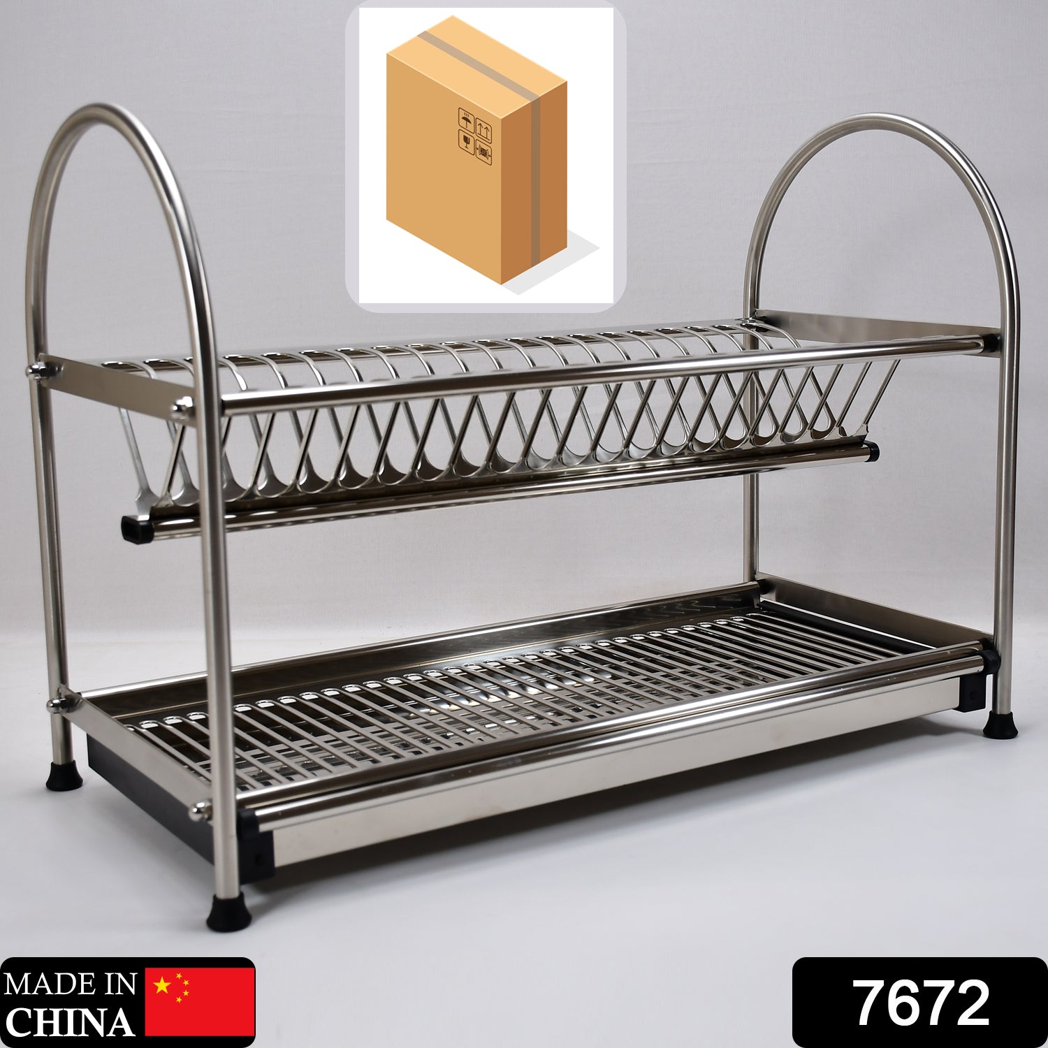 7672 Dish Rack Stainless Steel Rack 2layer Rack For Home & Kitchen Use