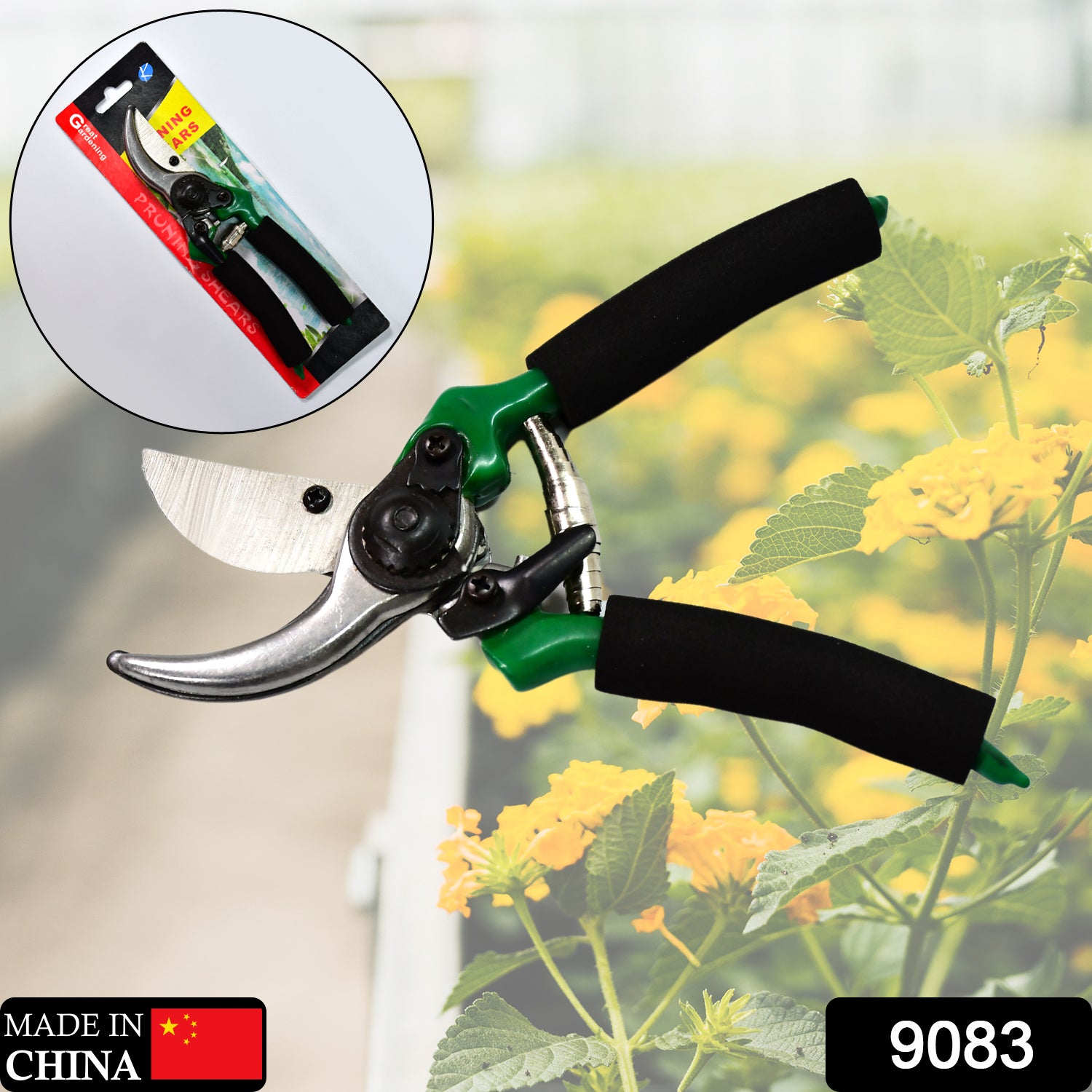 9083 GREEN GARDEN SHEARS SHARP CUTTER PRUNERS SCISSOR, PRUNER.